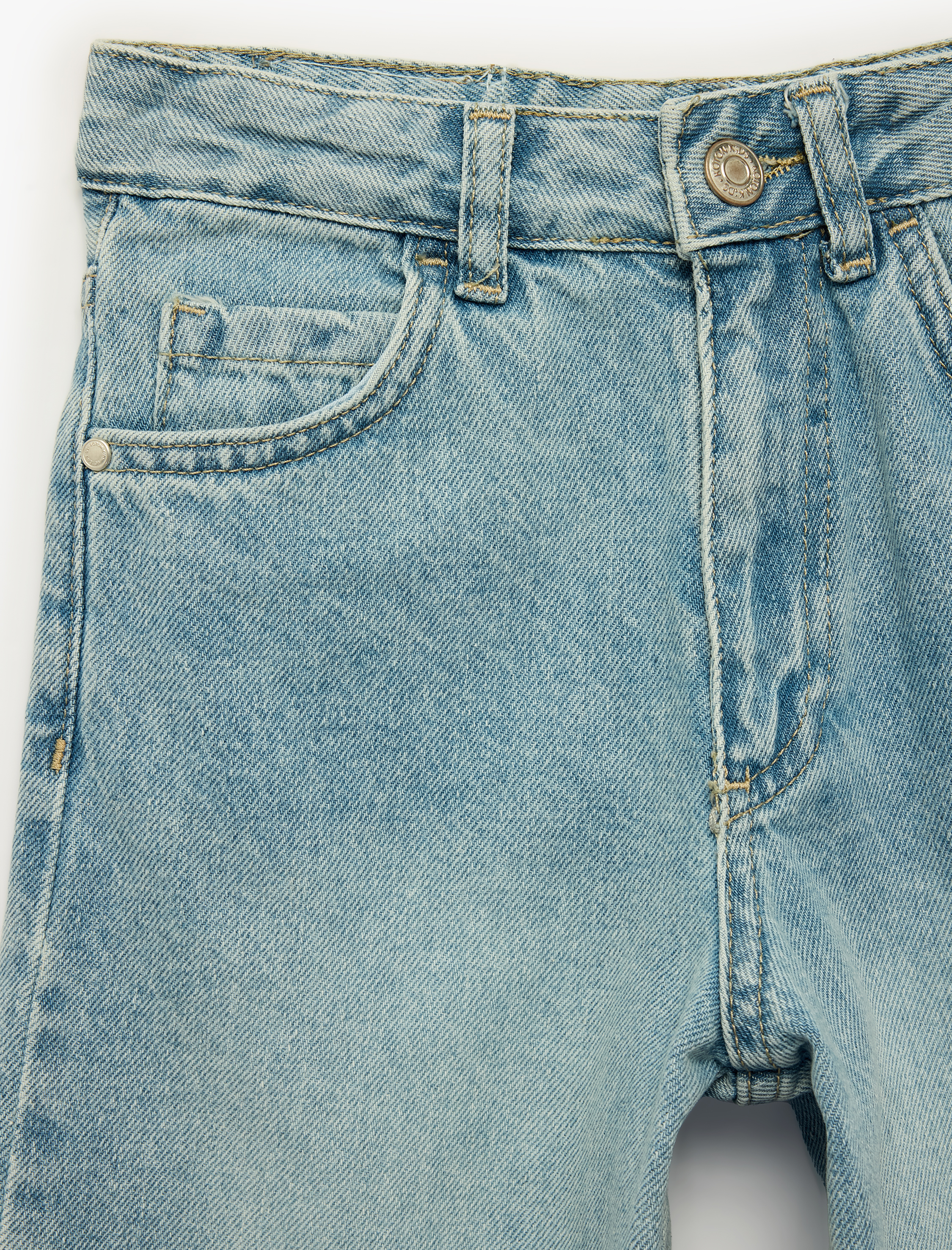  Kız Çocuk Cep Detaylı Bol Kesim Pamuklu Denim Bermuda Şort