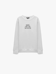 Üç İplik Şardonlu Regular Fit Baskılı Bisiklet Yaka Uzun Kollu Sweatshirt