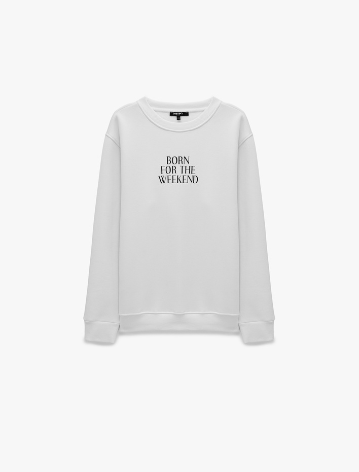  Üç İplik Şardonlu Regular Fit Baskılı Bisiklet Yaka Uzun Kollu Sweatshirt