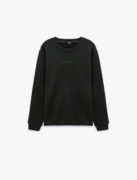 Üç İplik Şardonlu Regular Fit Baskılı Bisiklet Yaka Uzun Kollu Sweatshirt