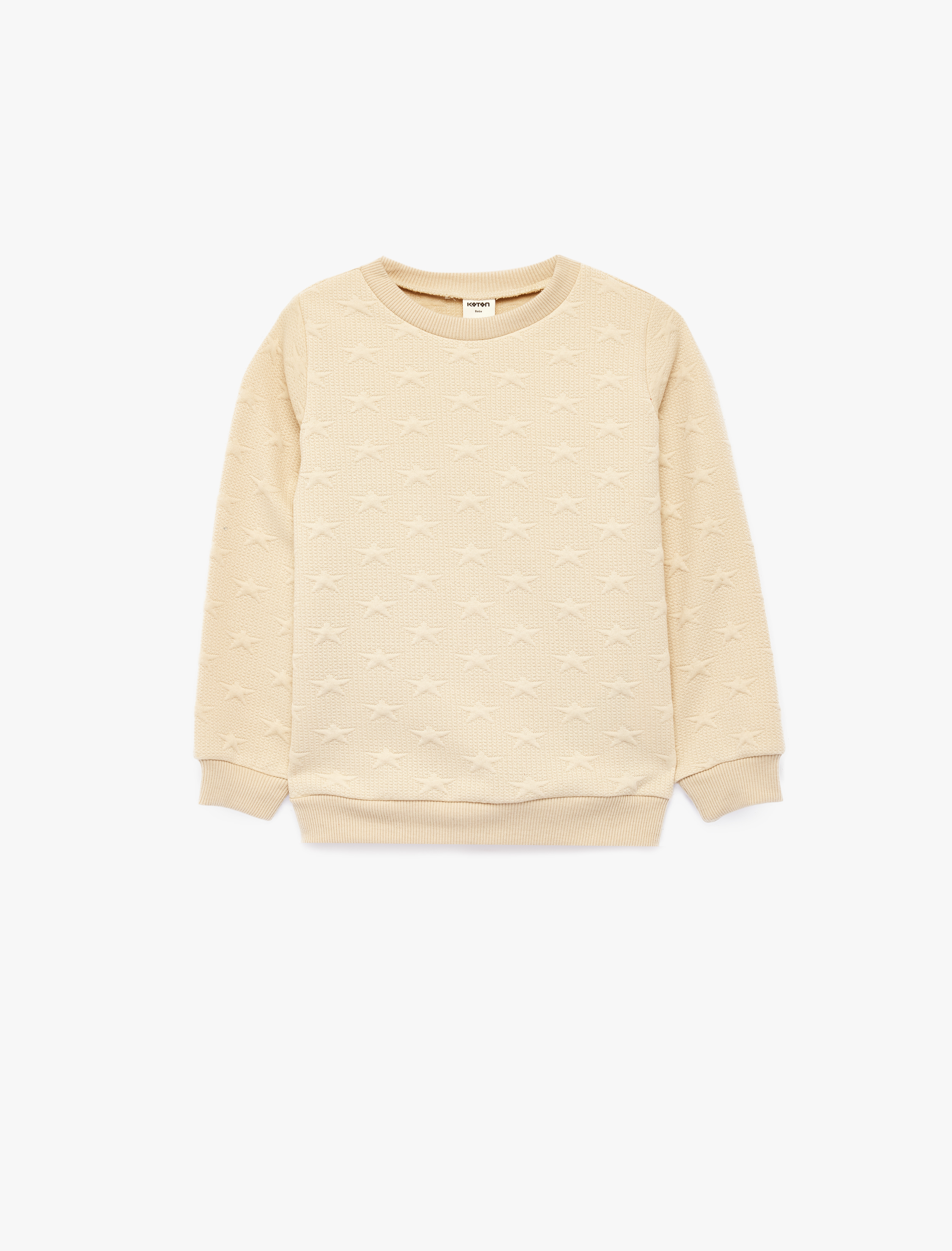  Kız Bebek Yıldız Baskılı Bisiklet Yaka Uzun Kollu Sweatshirt