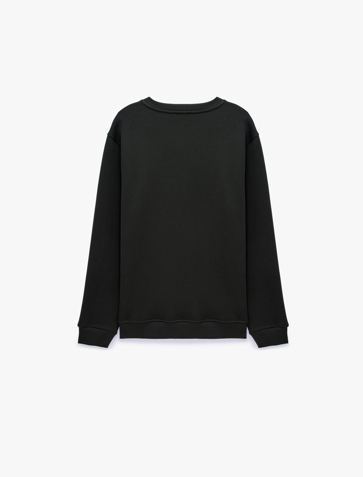 Üç İplik Şardonlu Regular Fit Baskılı Bisiklet Yaka Uzun Kollu Sweatshirt