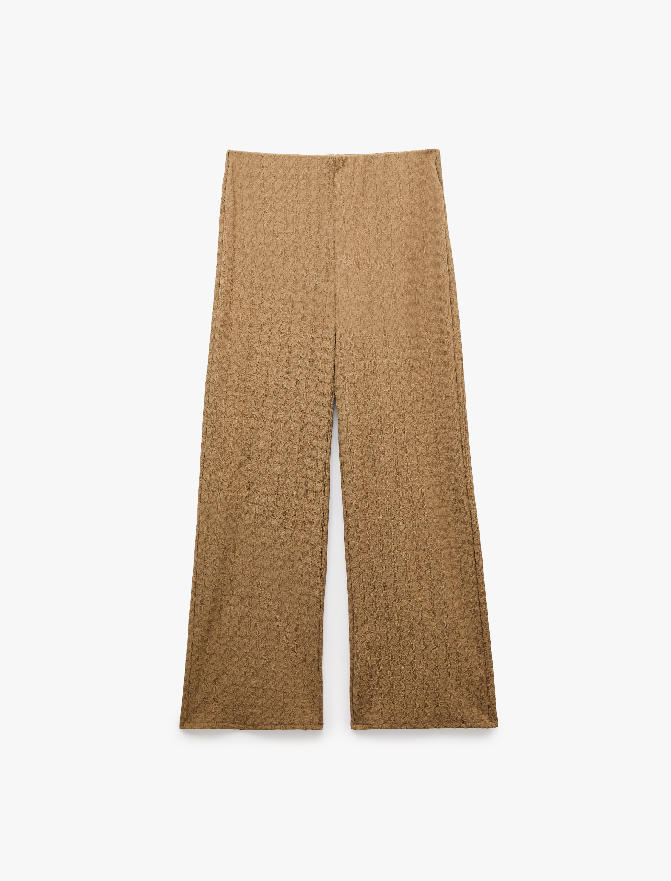   Bürümcük Kumaş Yüksek Bel Bol Düz Paça Pantolon
