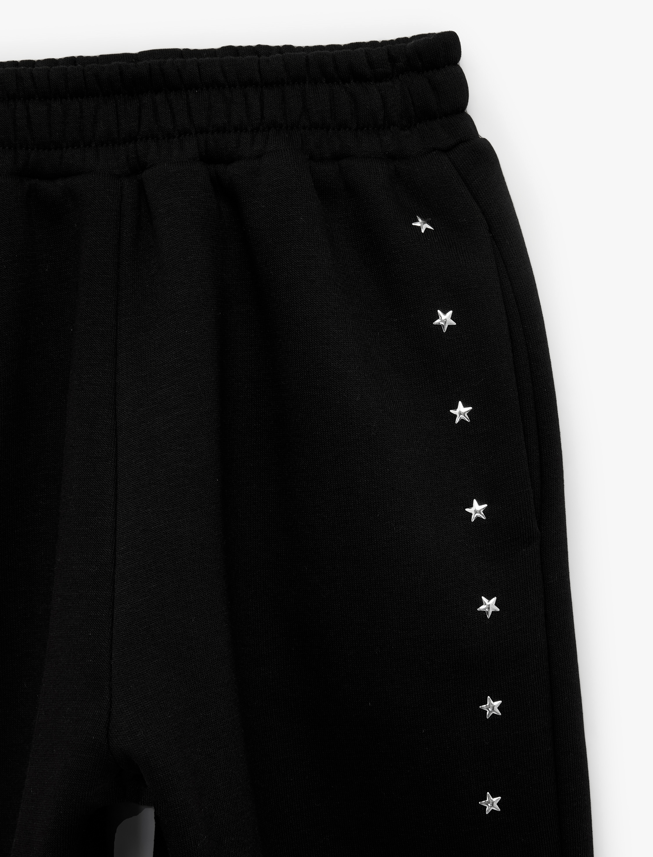  Kız Çocuk Yıldız Detaylı Beli Lastikli Şardonlu Jogger Eşofman Altı