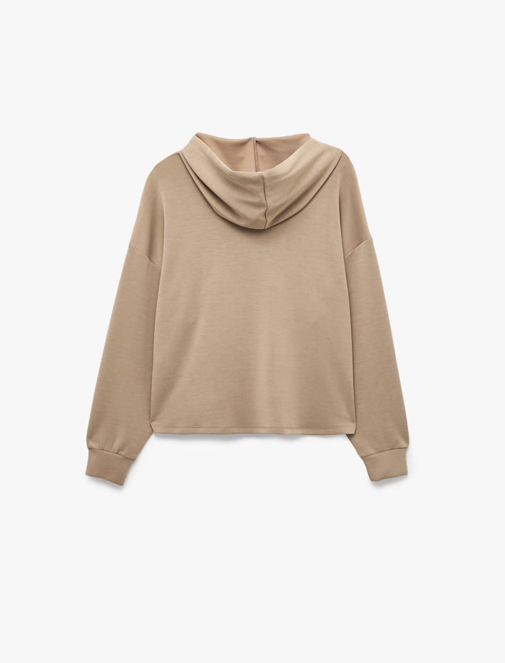  Regular Fit Modal Kumaş Uzun Kollu Kapüşonlu Kanguru Cepli Sweatshirt