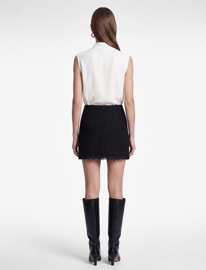  A Kesim Püsküllü Tüvit Mini Etek