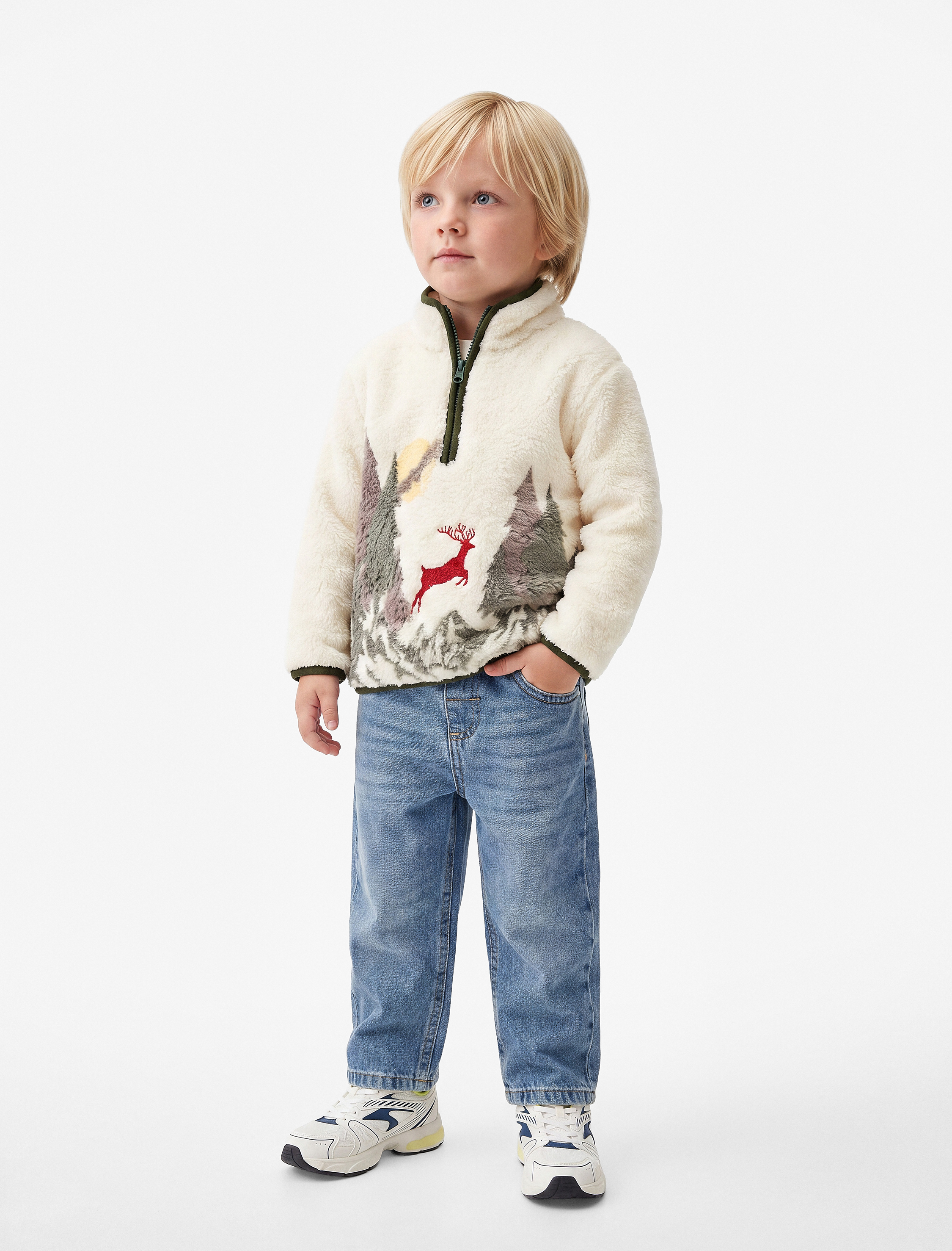  Erkek Bebek Pamuklu Oversize Denim Pantolon