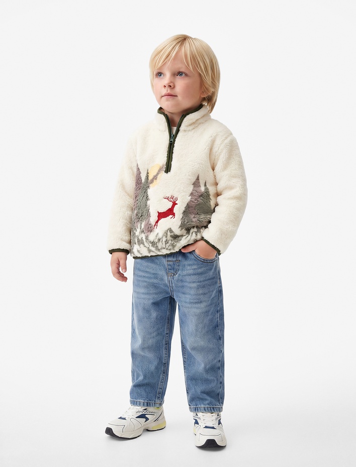 Erkek Bebek Pamuklu Oversize Denim Pantolon