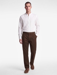 Pamuk Keten Karışımlı Cepli Pileli Slim Fit Pantolon