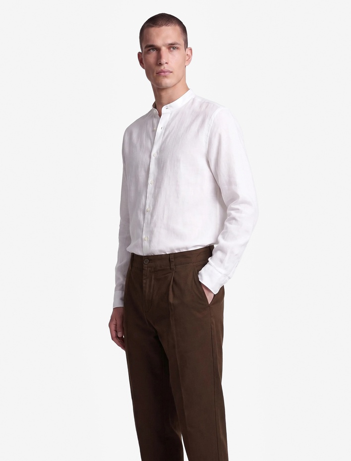  Pamuk Keten Karışımlı Cepli Pileli Slim Fit Pantolon