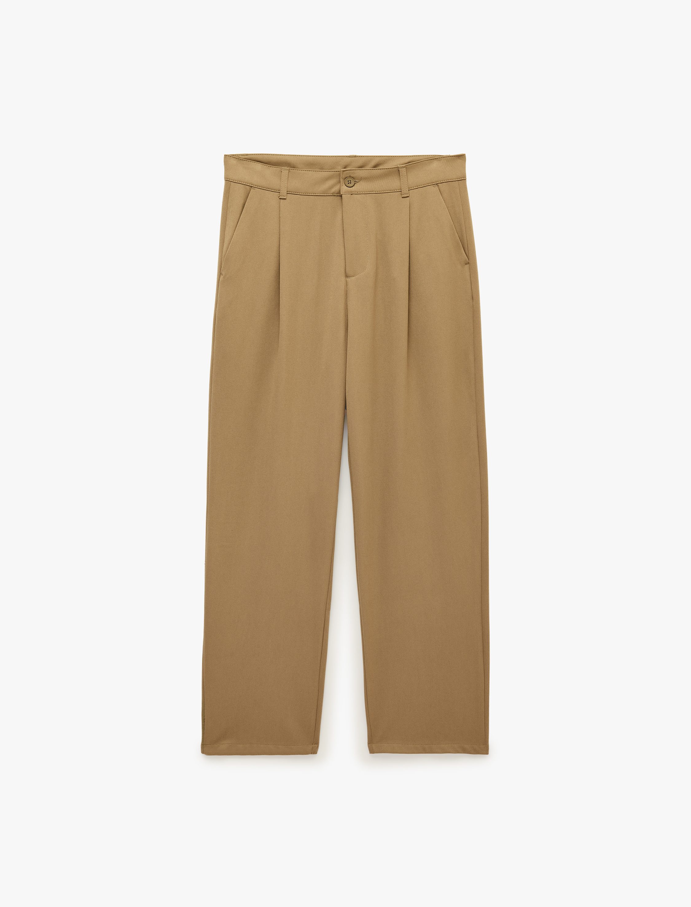   Regular Fit Cepli Viskon Karışımlı Pileli Kumaş Pantolon