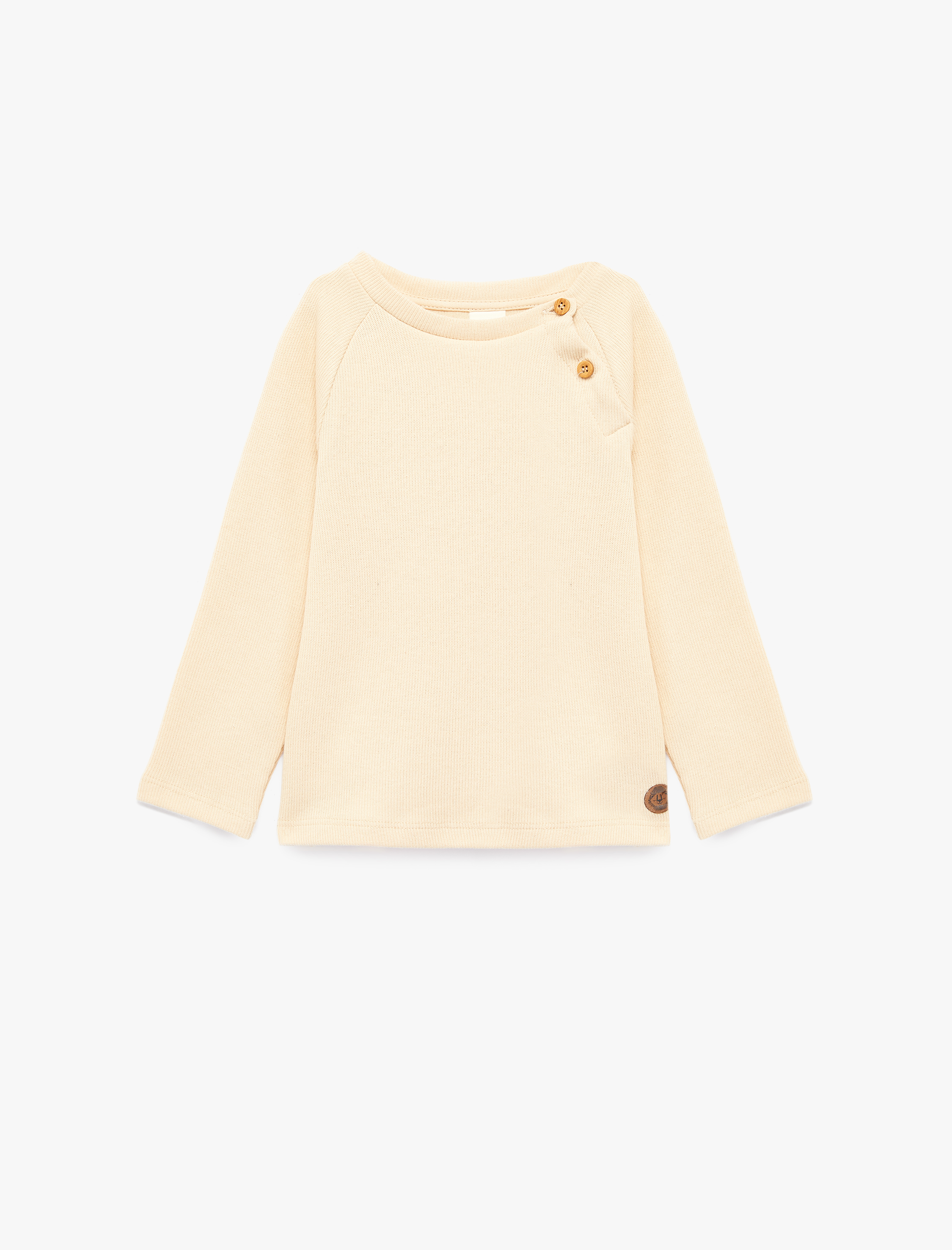  Erkek Bebek Düğmeli Uzun Kollu Bisiklet Yaka Pamuklu Sweatshirt