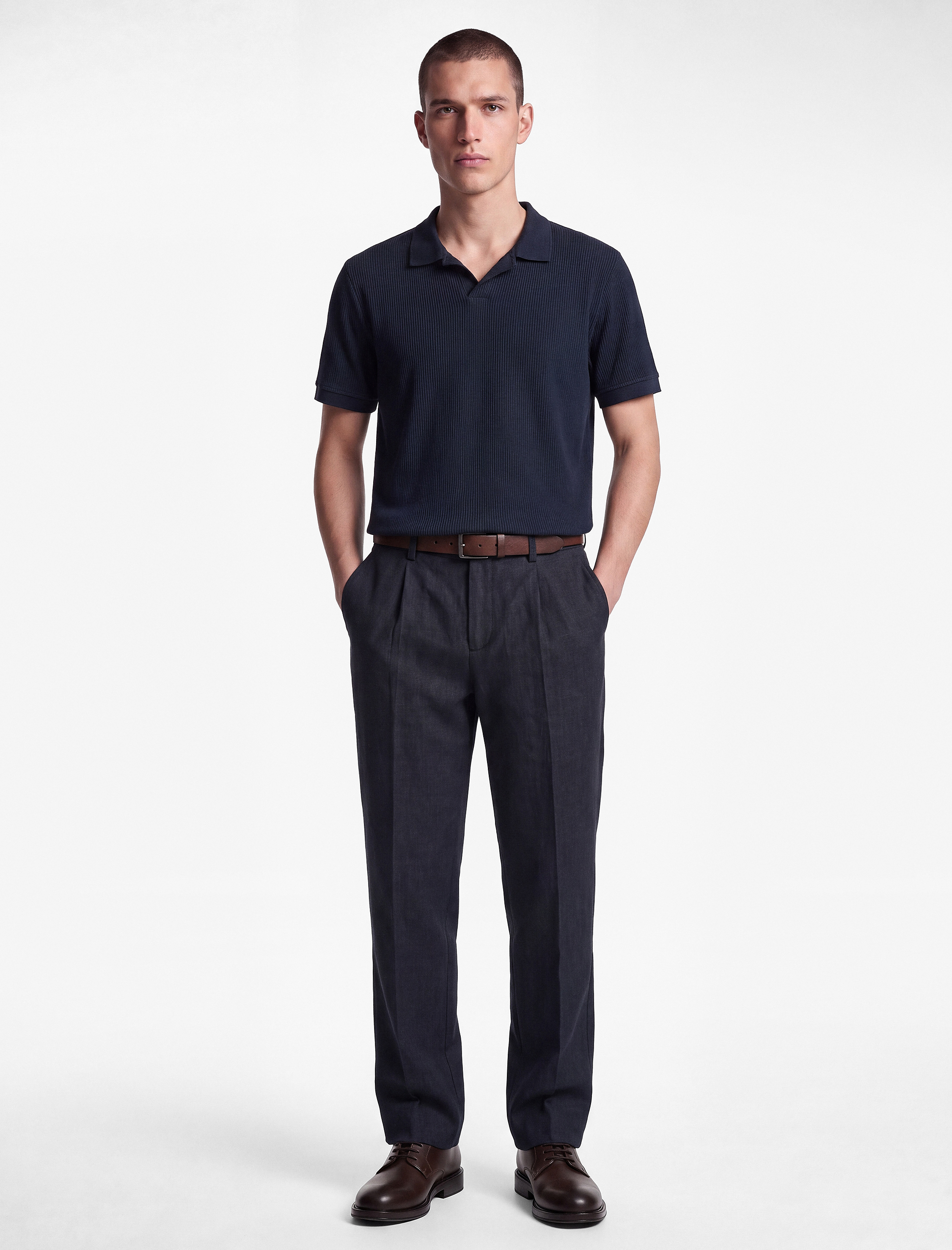   Cepli Viskon Karışımlı Slim Fit Pileli Kumaş Pantolon
