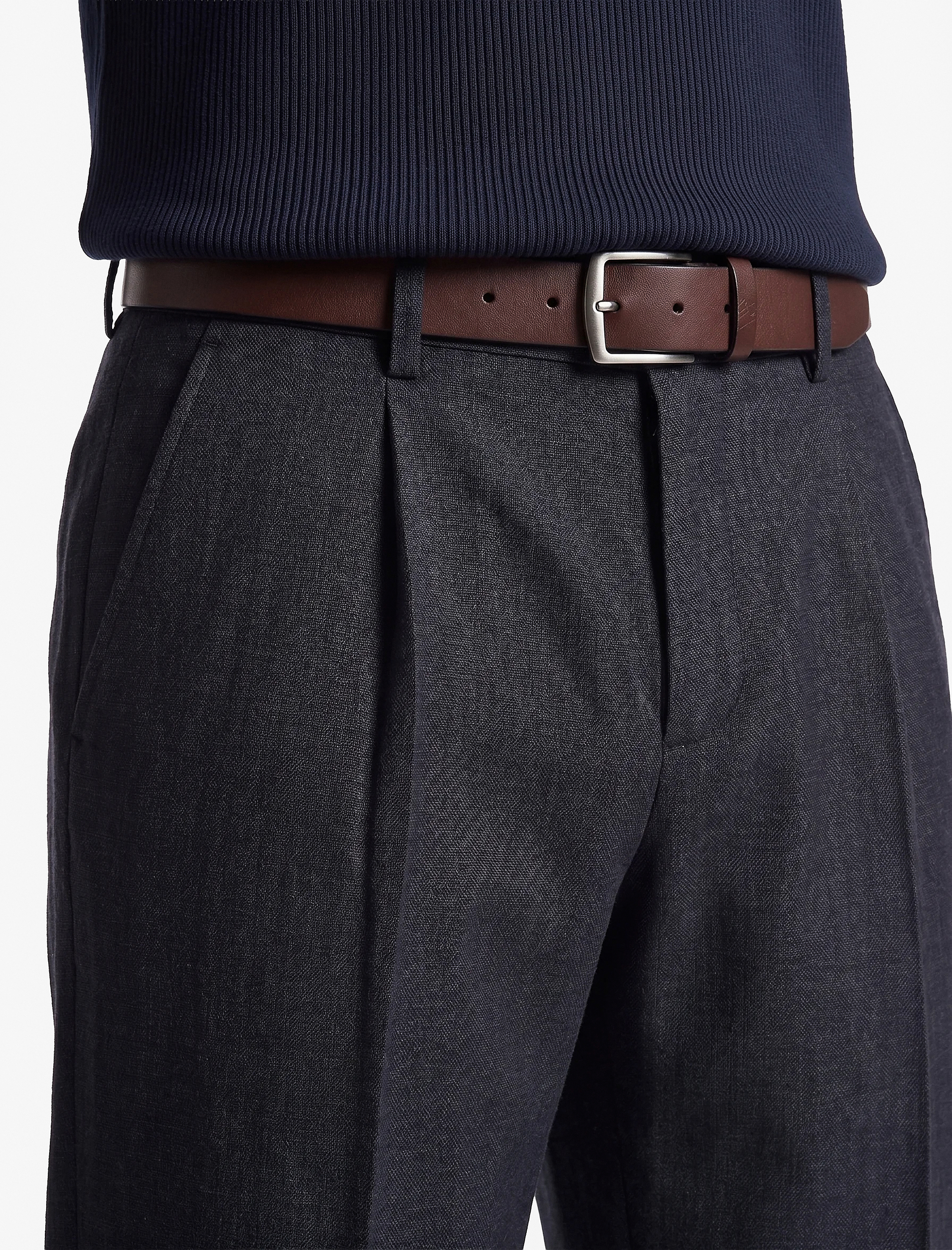   Cepli Viskon Karışımlı Slim Fit Pileli Kumaş Pantolon