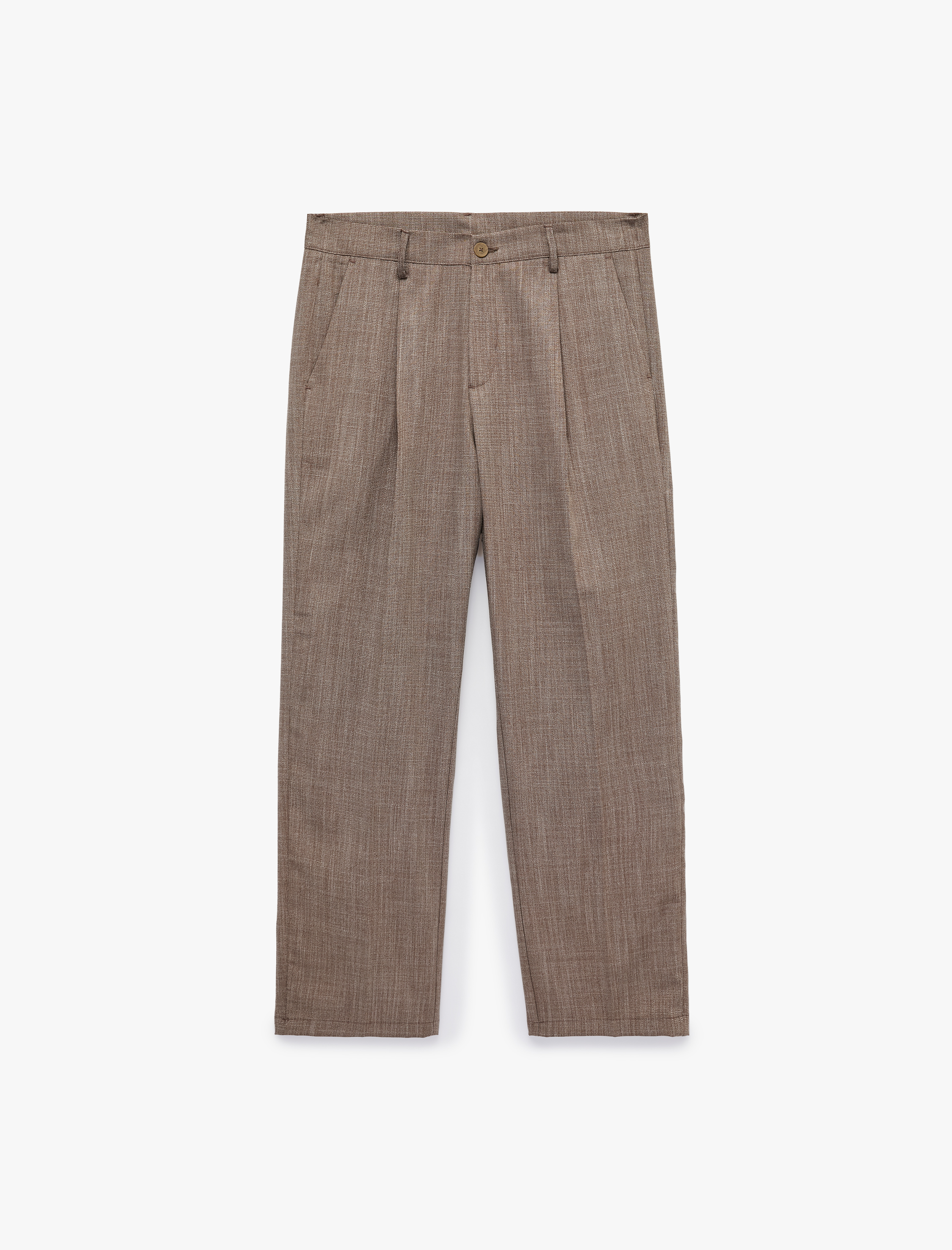   Viskon Karışımlı Cepli Pileli Slim Fit Kumaş Pantolon