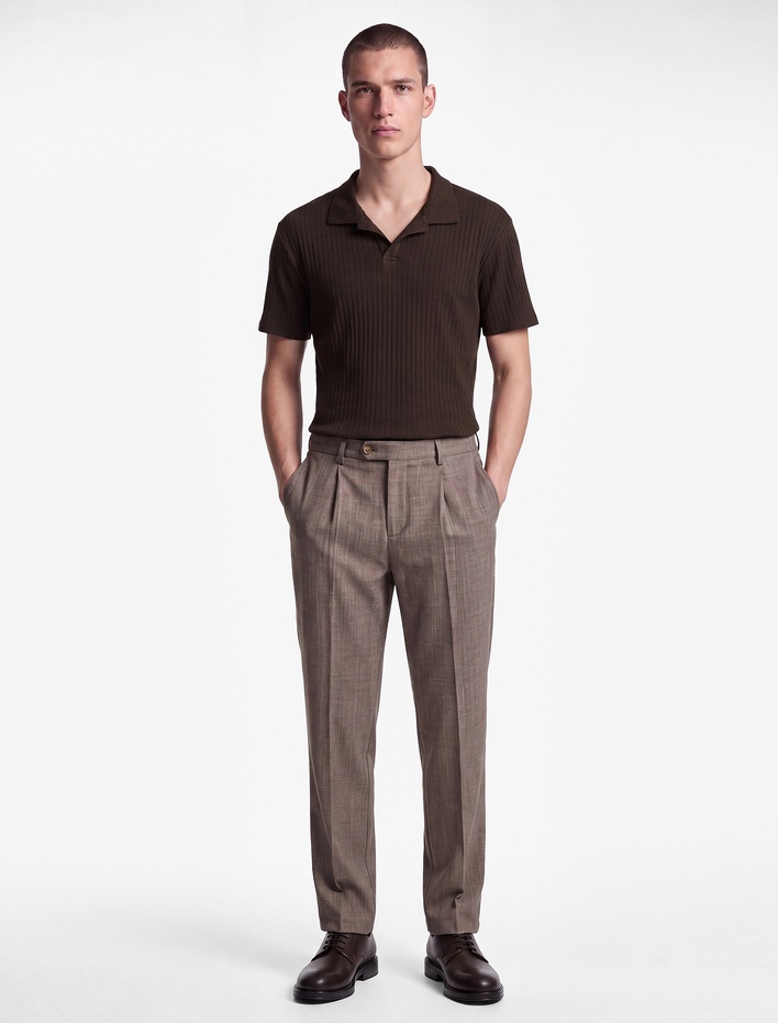  Viskon Karışımlı Cepli Pileli Slim Fit Kumaş Pantolon