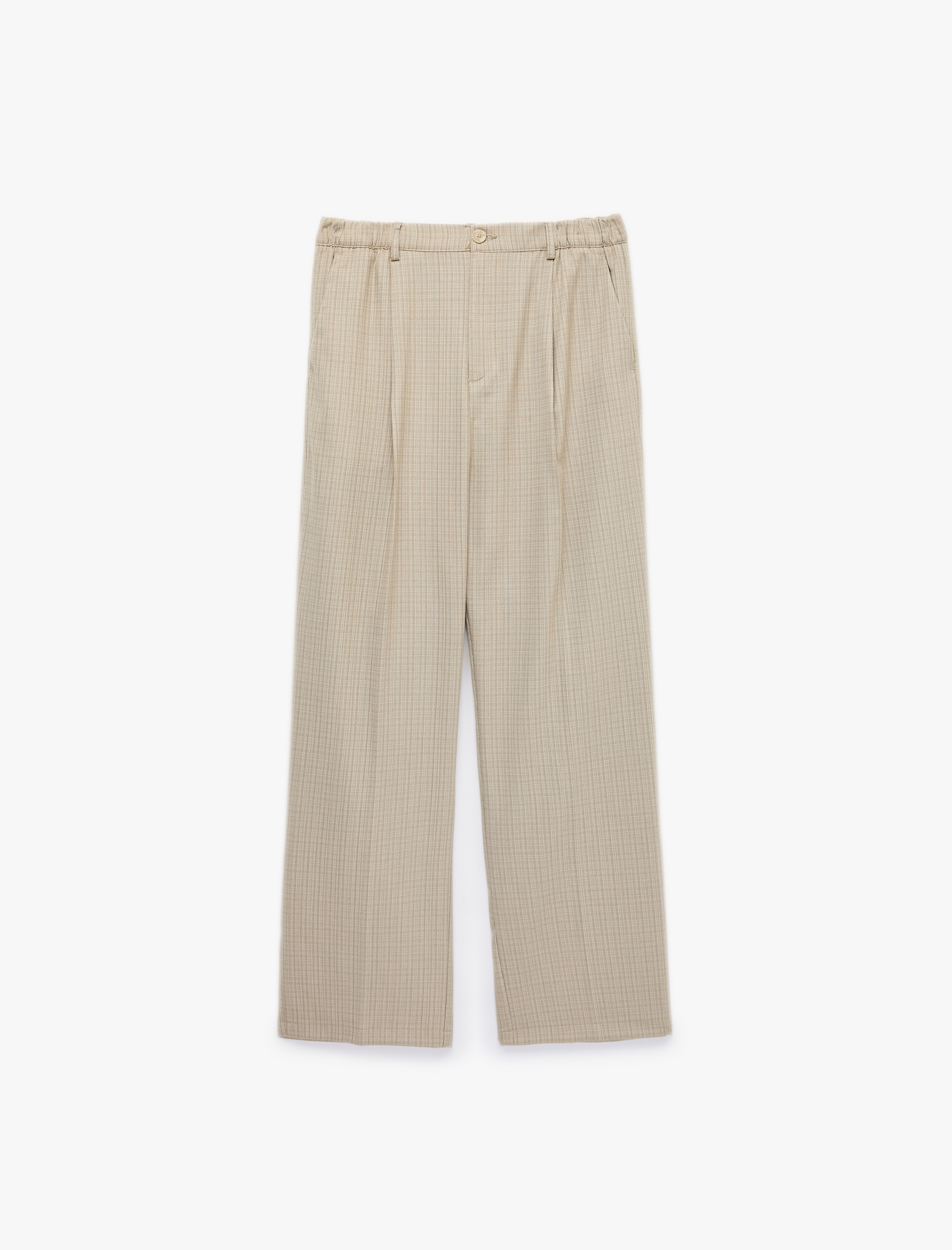   Regular Fit Viskon Karışımlı Cepli Pileli Kumaş Pantolon
