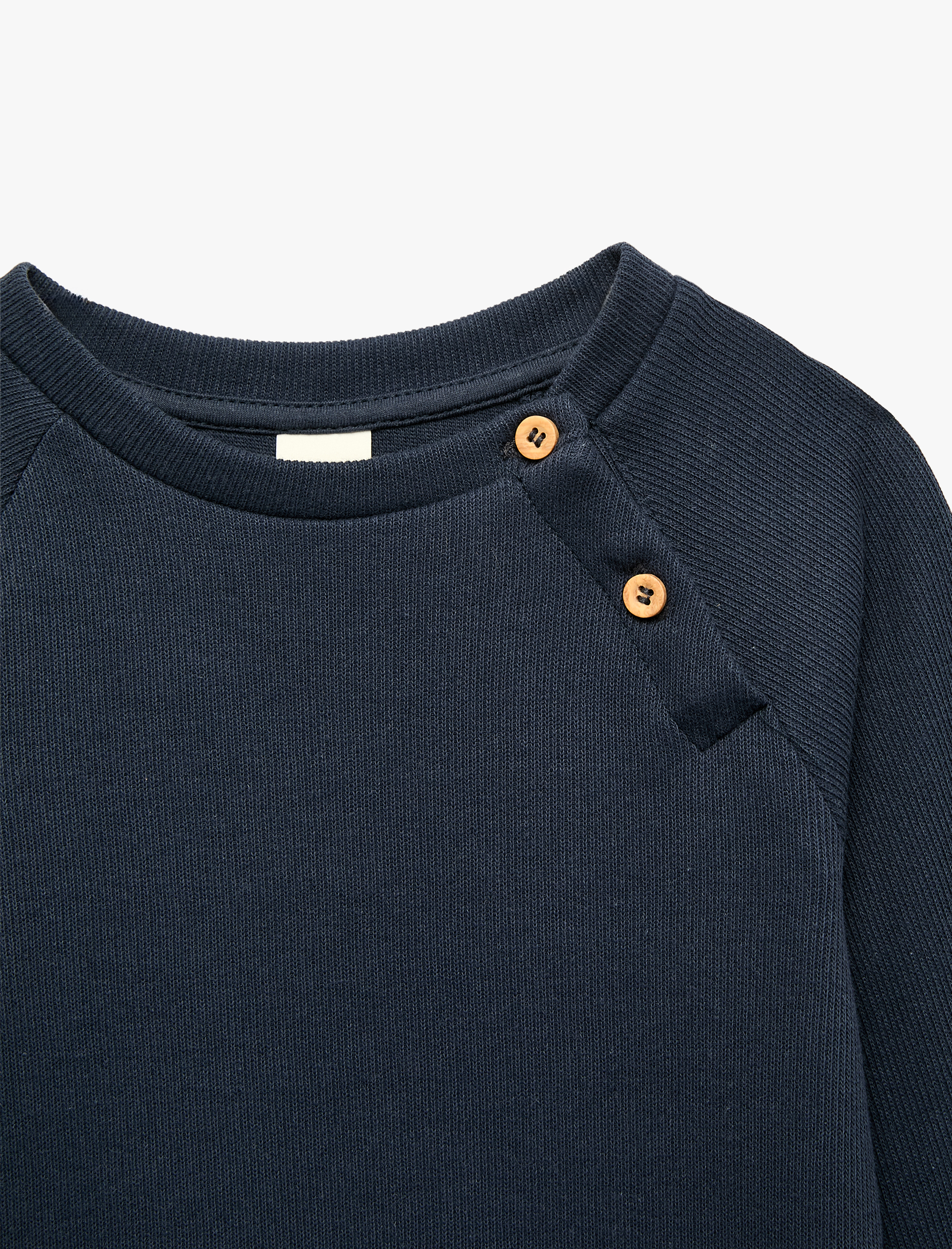  Erkek Bebek Düğmeli Uzun Kollu Bisiklet Yaka Pamuklu Sweatshirt