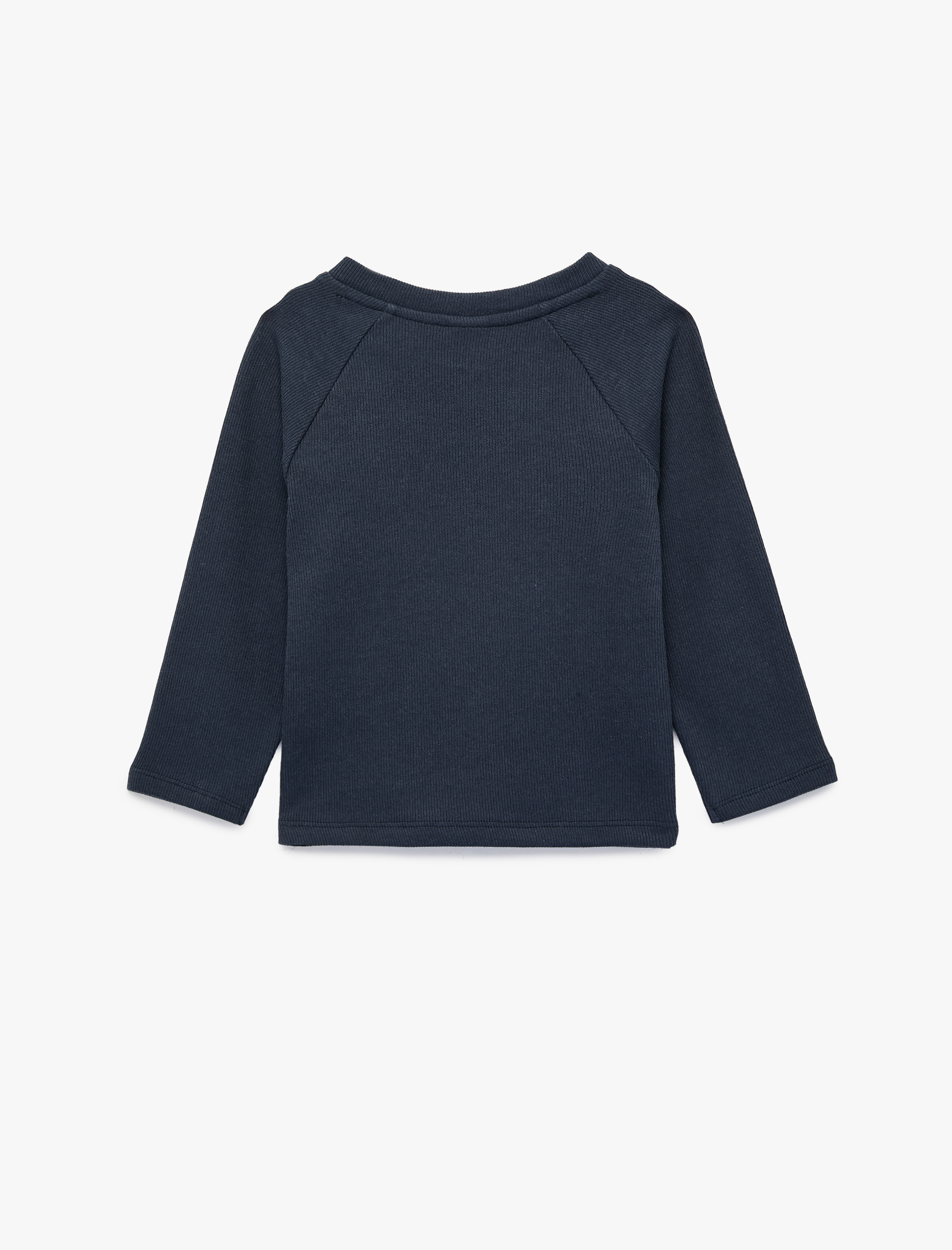  Erkek Bebek Düğmeli Uzun Kollu Bisiklet Yaka Pamuklu Sweatshirt