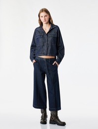 Pamuklu Cepli Kemerli Culotte Denim Pantolon