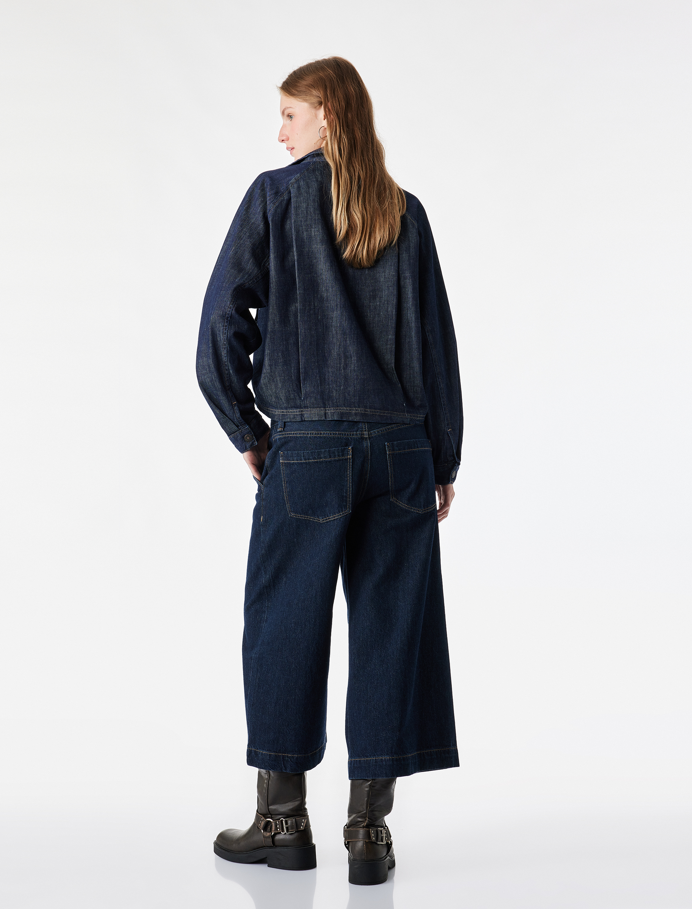   Pamuklu Cepli Kemerli Culotte Denim Pantolon