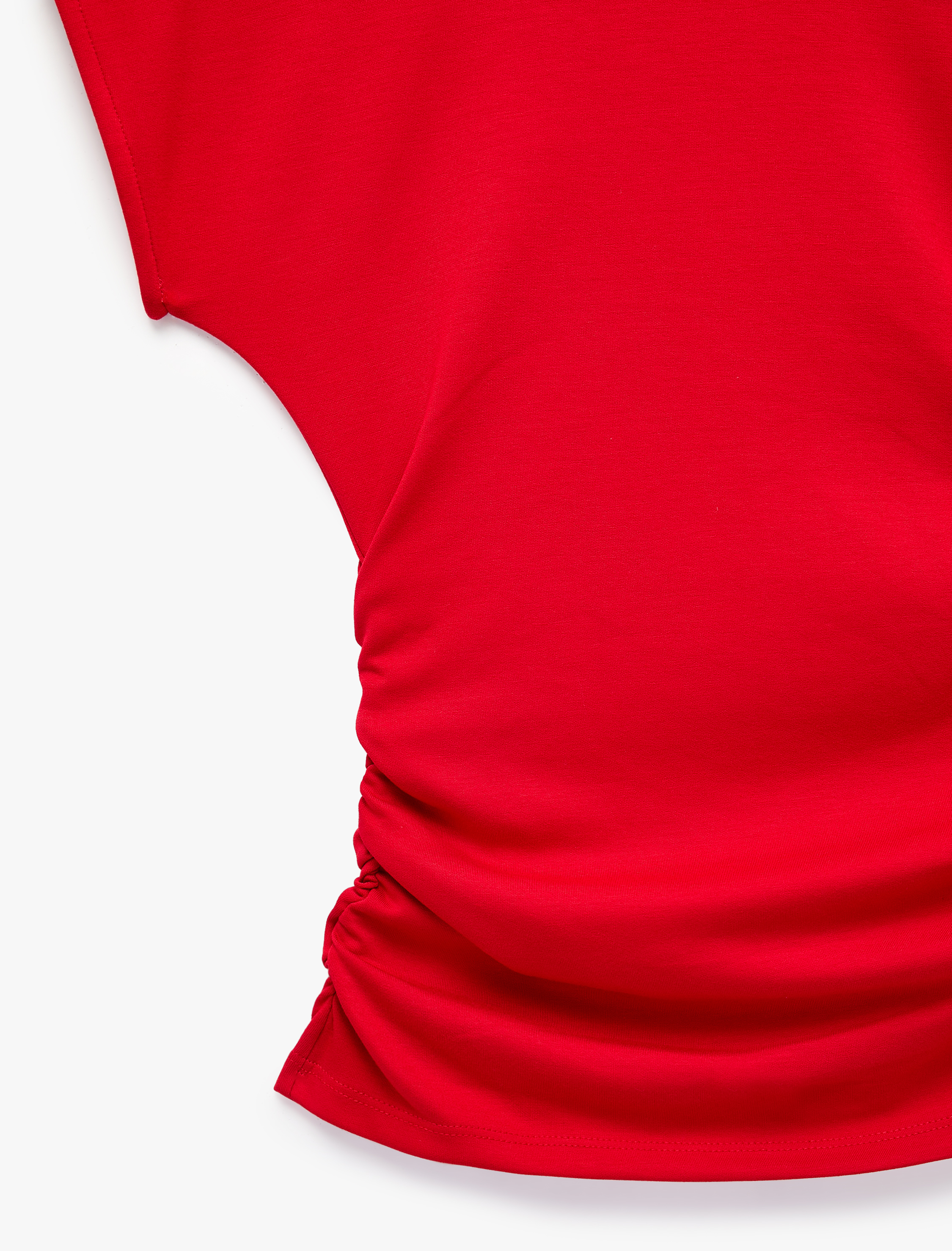   Slim Fit Kısa Kollu Bisiklet Yaka Büzgülü Tişört