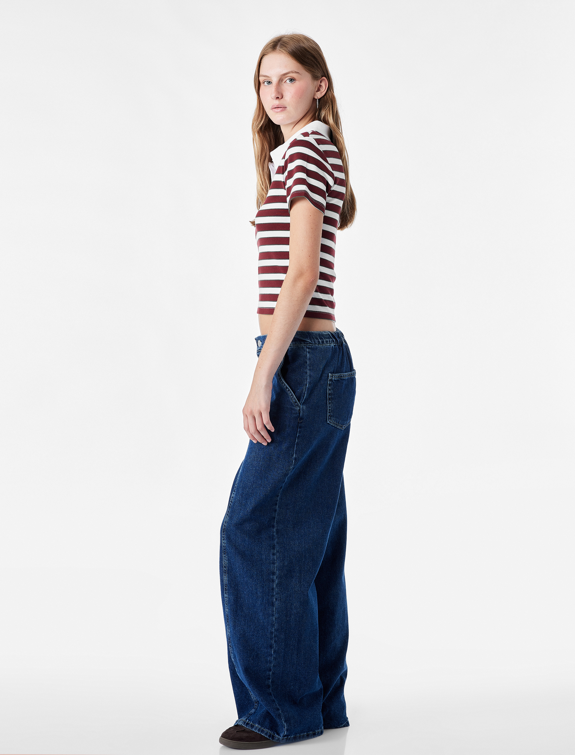   Regular Fit Kısa Kollu Düğmeli Modal Karışımlı Polo Yaka Çizgili Tişört