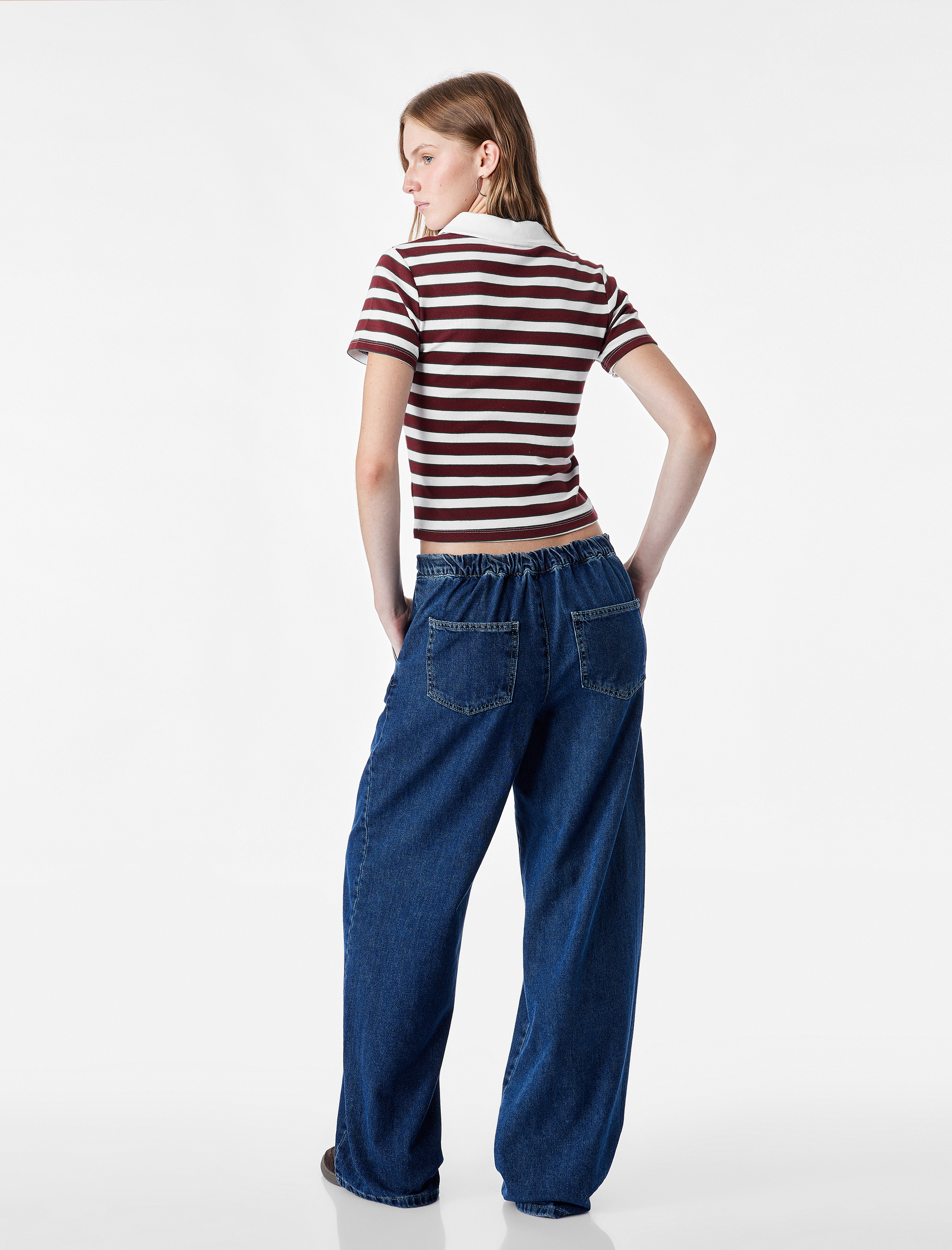   Regular Fit Kısa Kollu Düğmeli Modal Karışımlı Polo Yaka Çizgili Tişört