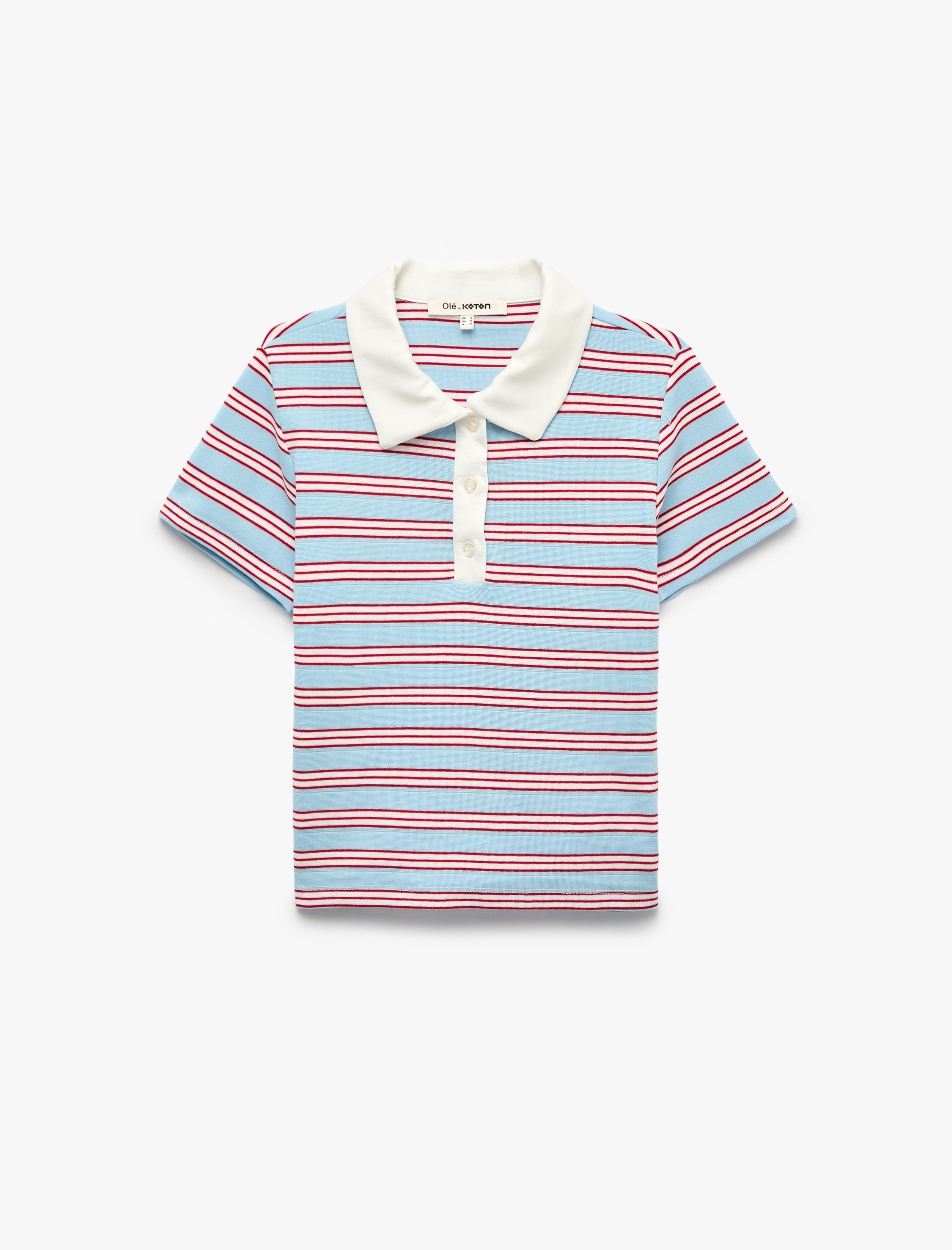   Modal Karışımlı Regular Fit Düğmeli Kısa Kollu Polo Yaka Çizgili Tişört