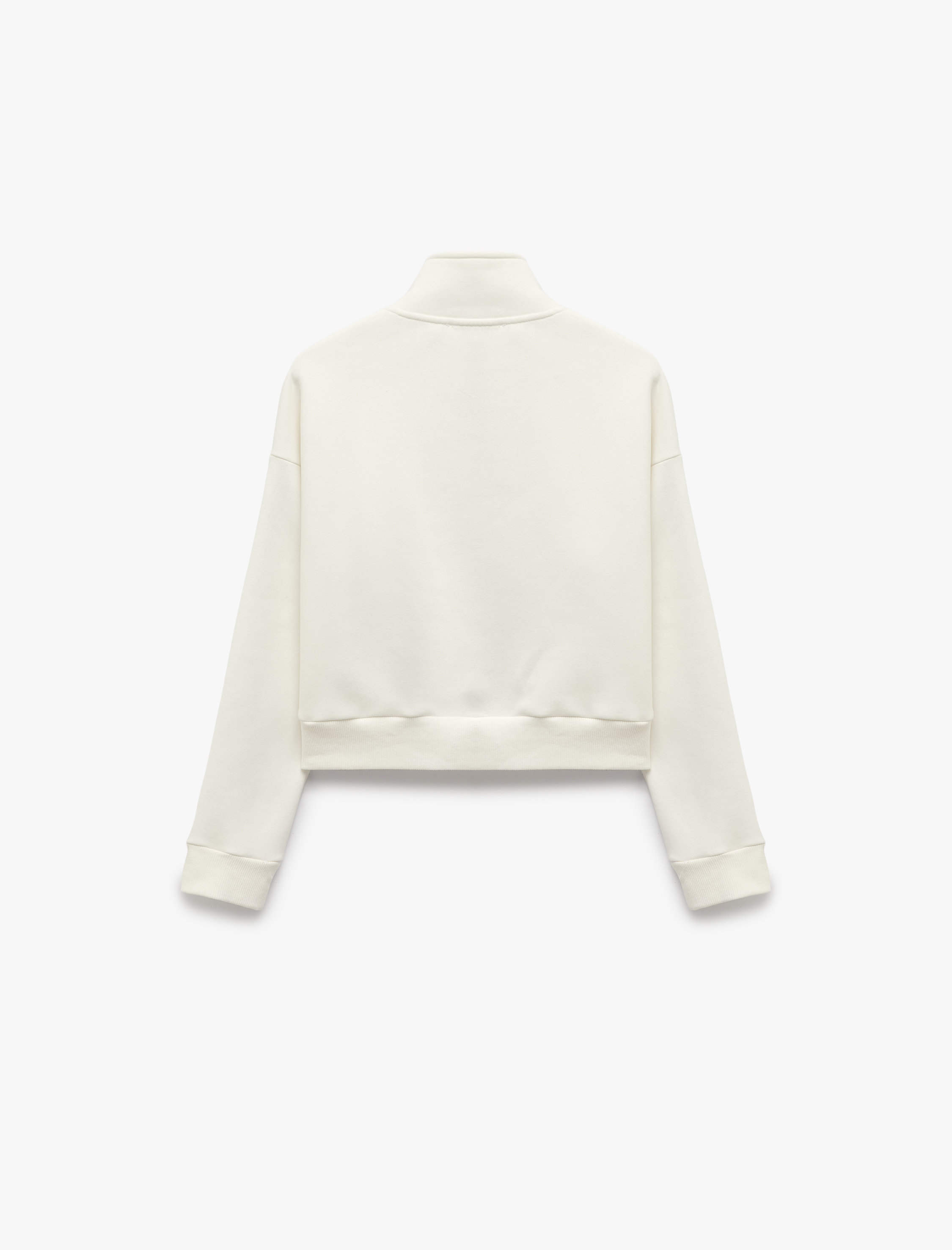   Şardonlu Şerit Detaylı Regular Fit Dik Yaka Uzun Kollu Fermuarlı Sweatshirt