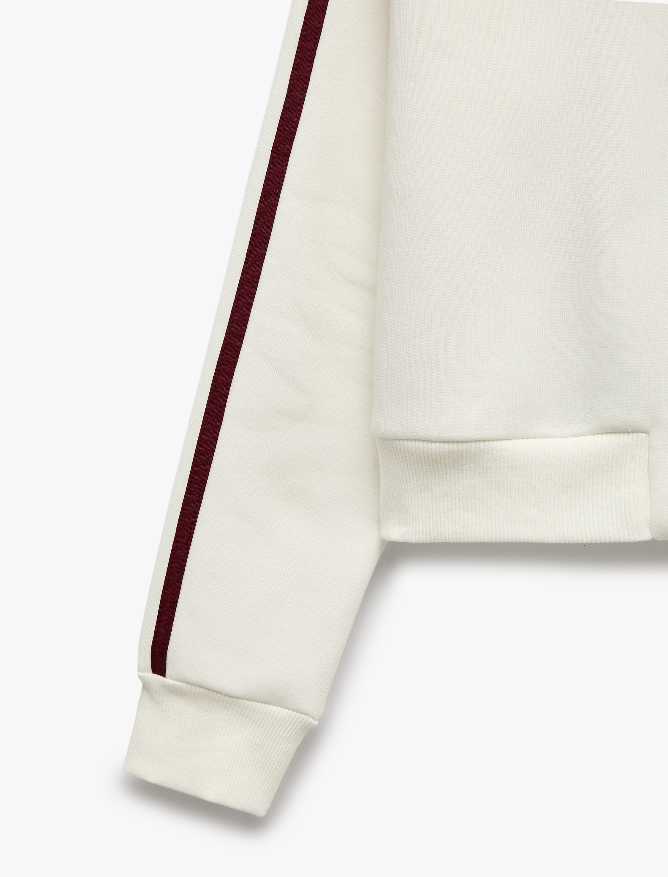   Şardonlu Şerit Detaylı Regular Fit Dik Yaka Uzun Kollu Fermuarlı Sweatshirt