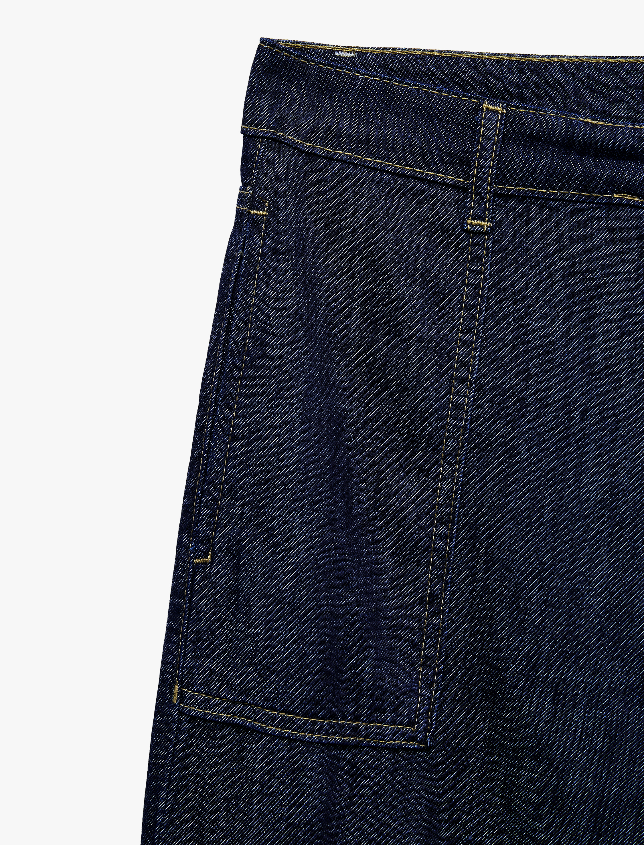   Pamuklu Normal Bel Cepli Katlamalı Geniş Paça Denim Pantolon - Wide Leg Jeans