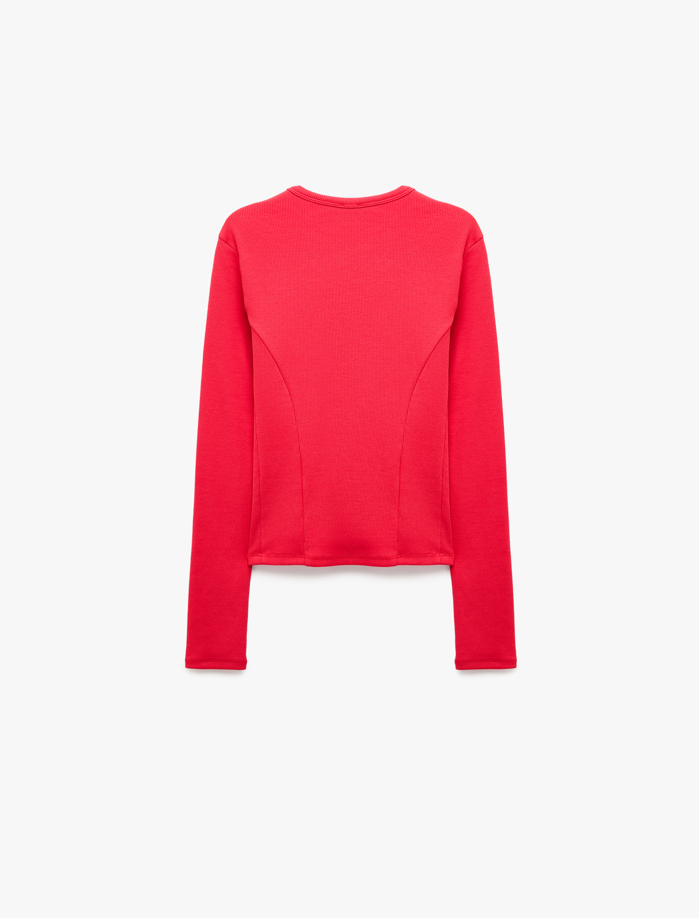   Slim Fit Pamuklu Kaşkorse Bisiklet Yaka Uzun Kollu Tişört