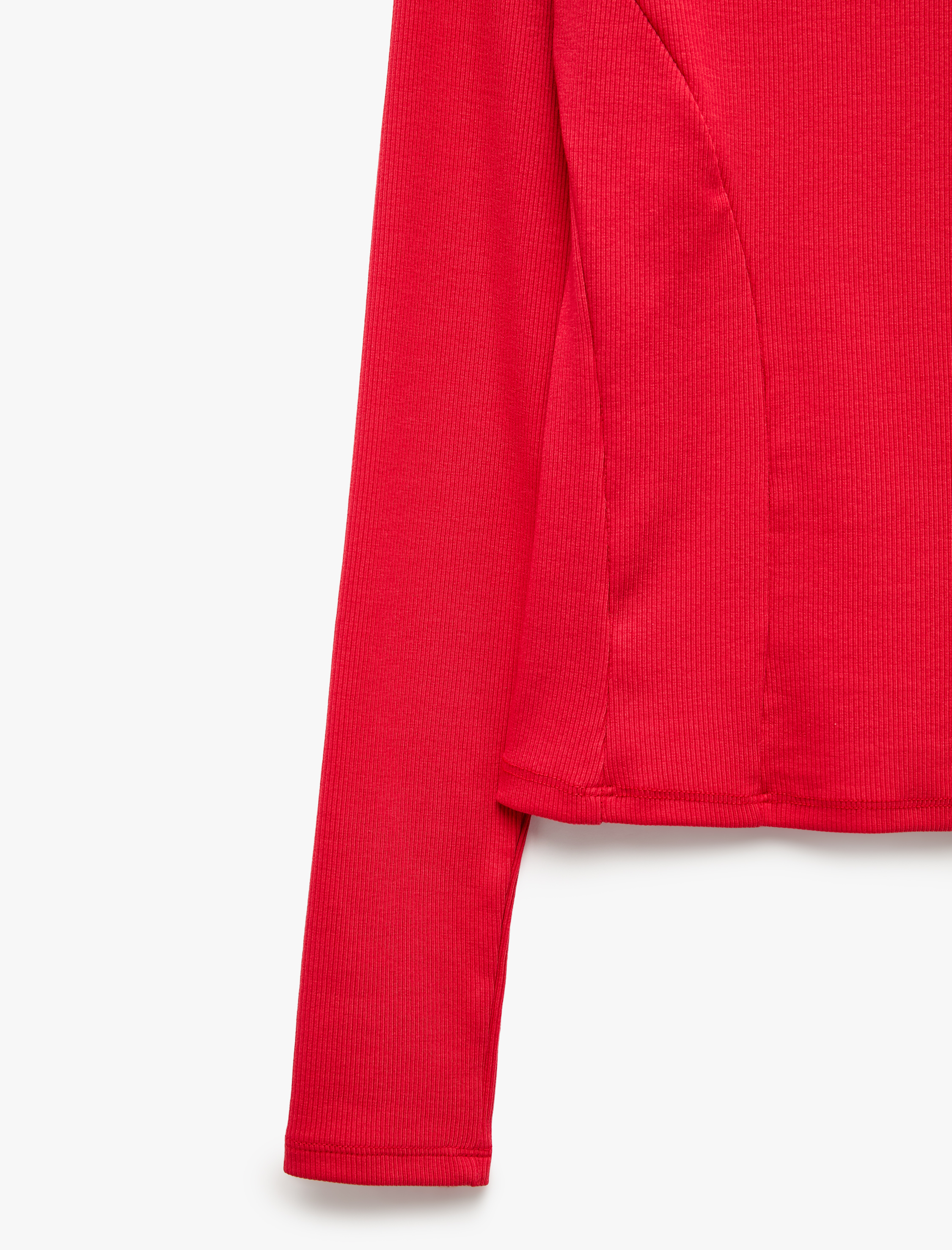   Slim Fit Pamuklu Kaşkorse Bisiklet Yaka Uzun Kollu Tişört