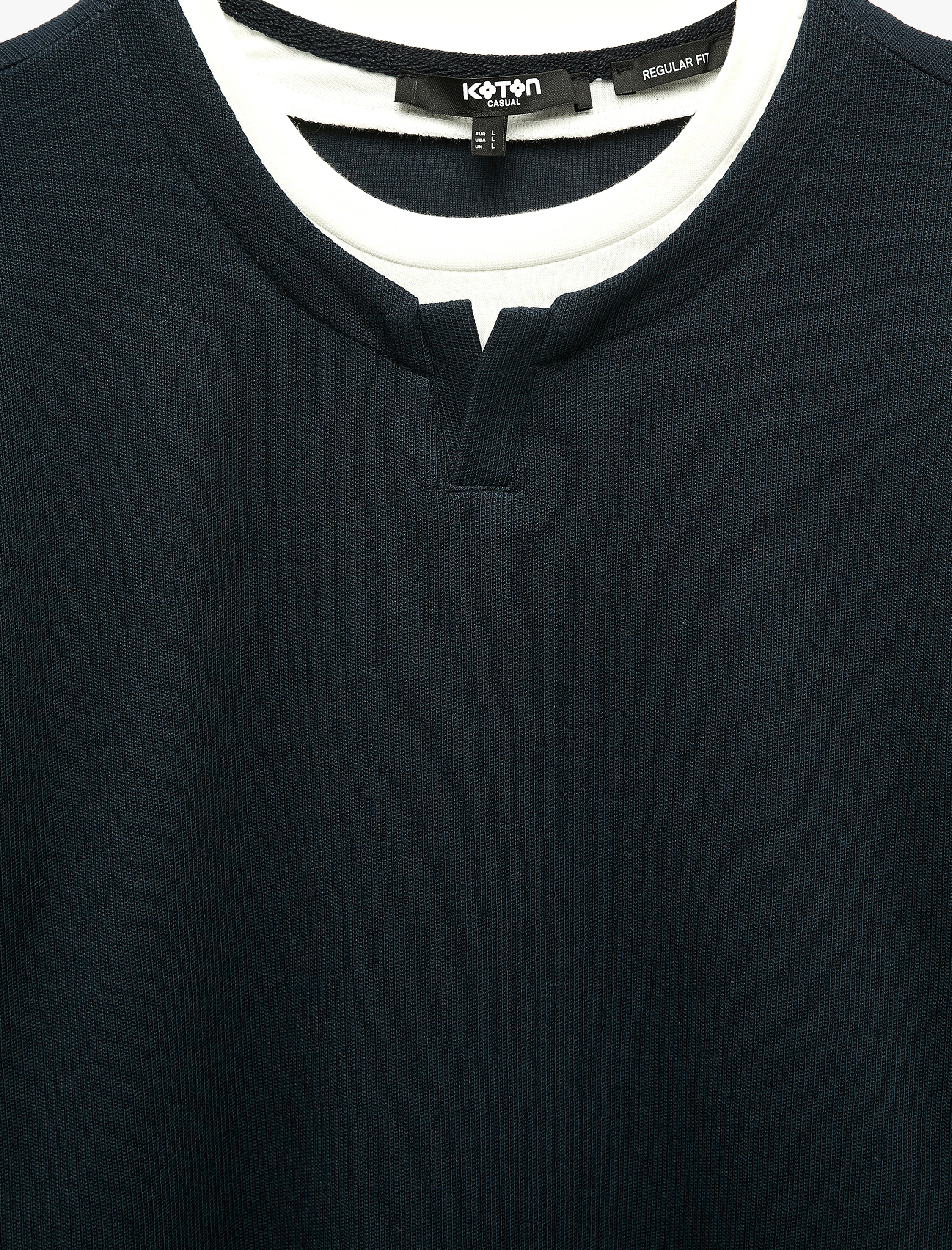   Pamuklu Pike Kumaş Hakim Yaka Uzun Kollu Sweatshirt