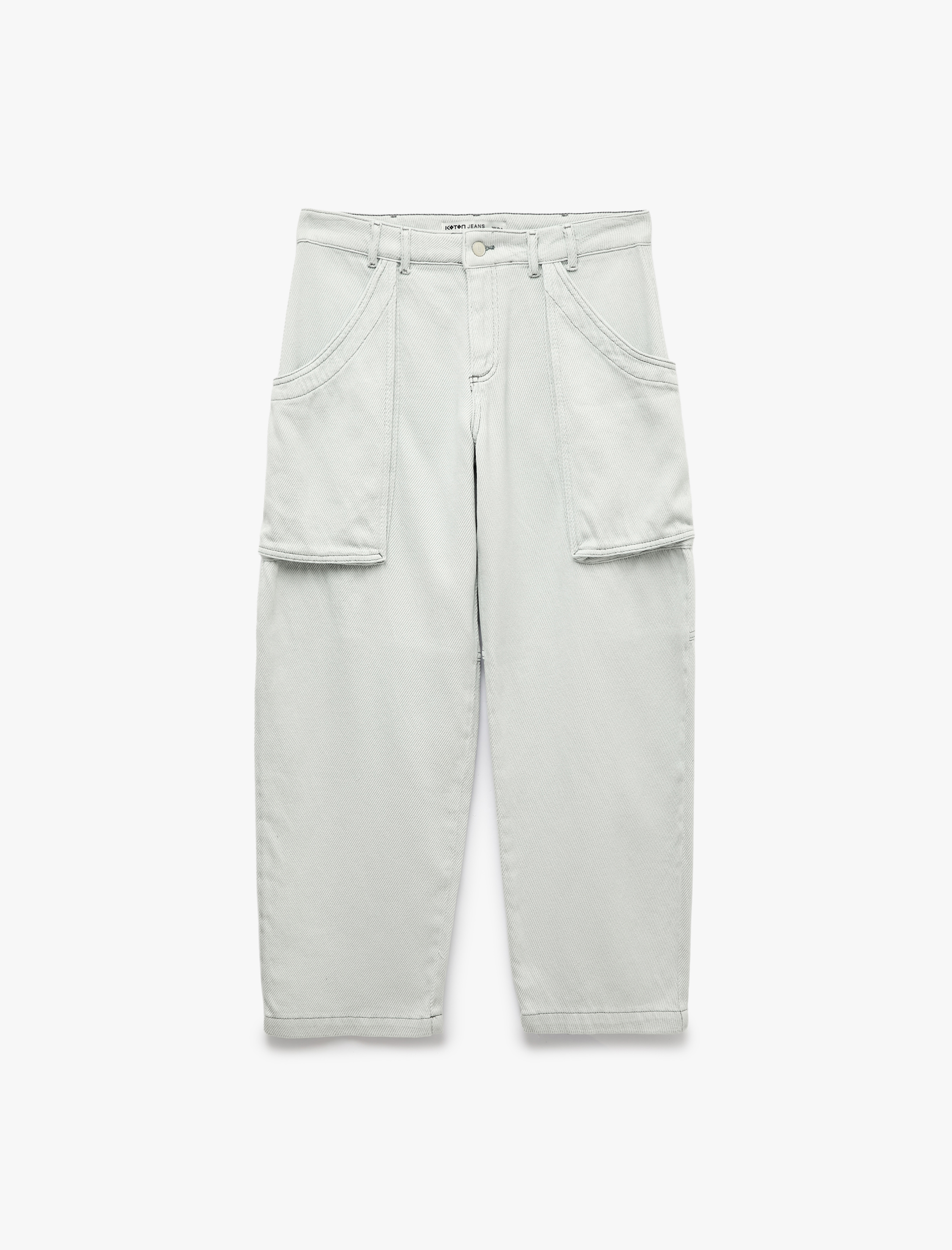   Düşük Bel Dikiş Detaylı Pamuklu Cepli Normal Paça Baggy Pantolon - Baggy Jeans