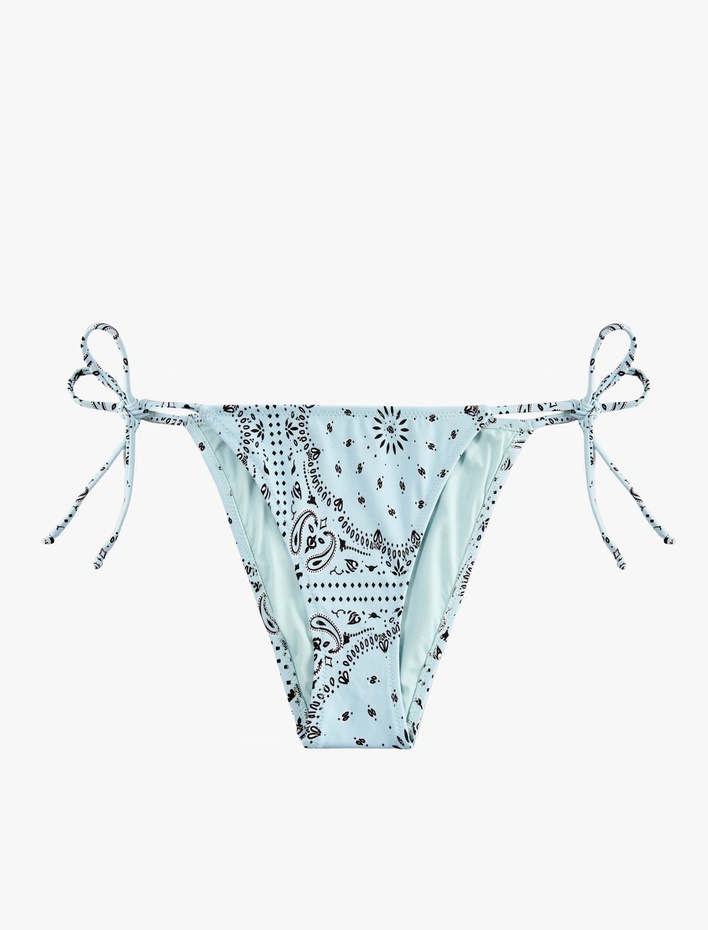  Bağlamalı İpli Şal Desenli Bikini Altı