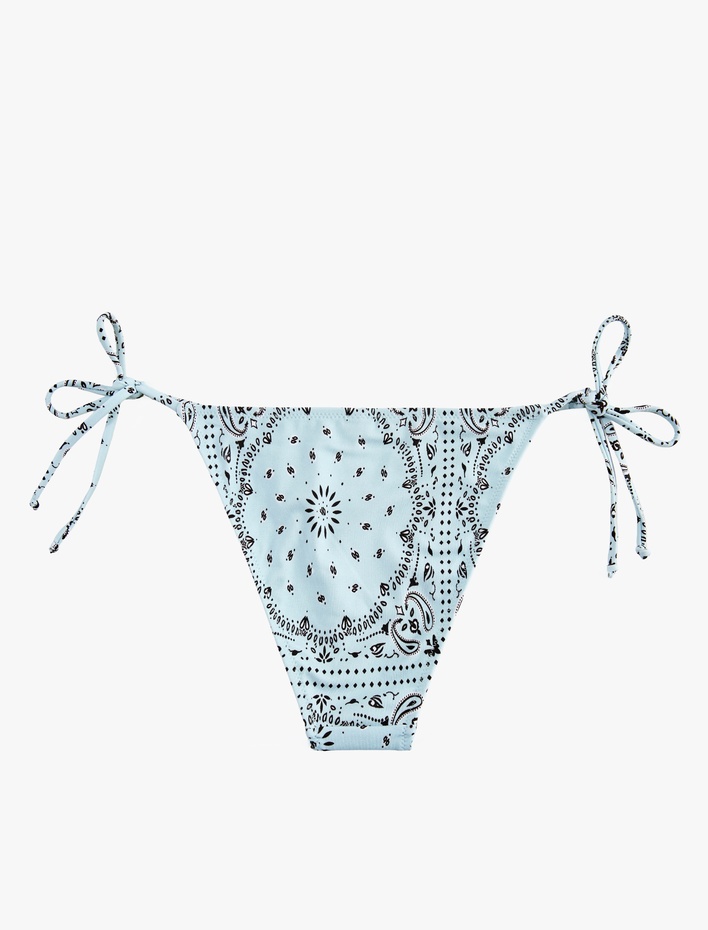  Bağlamalı İpli Şal Desenli Bikini Altı