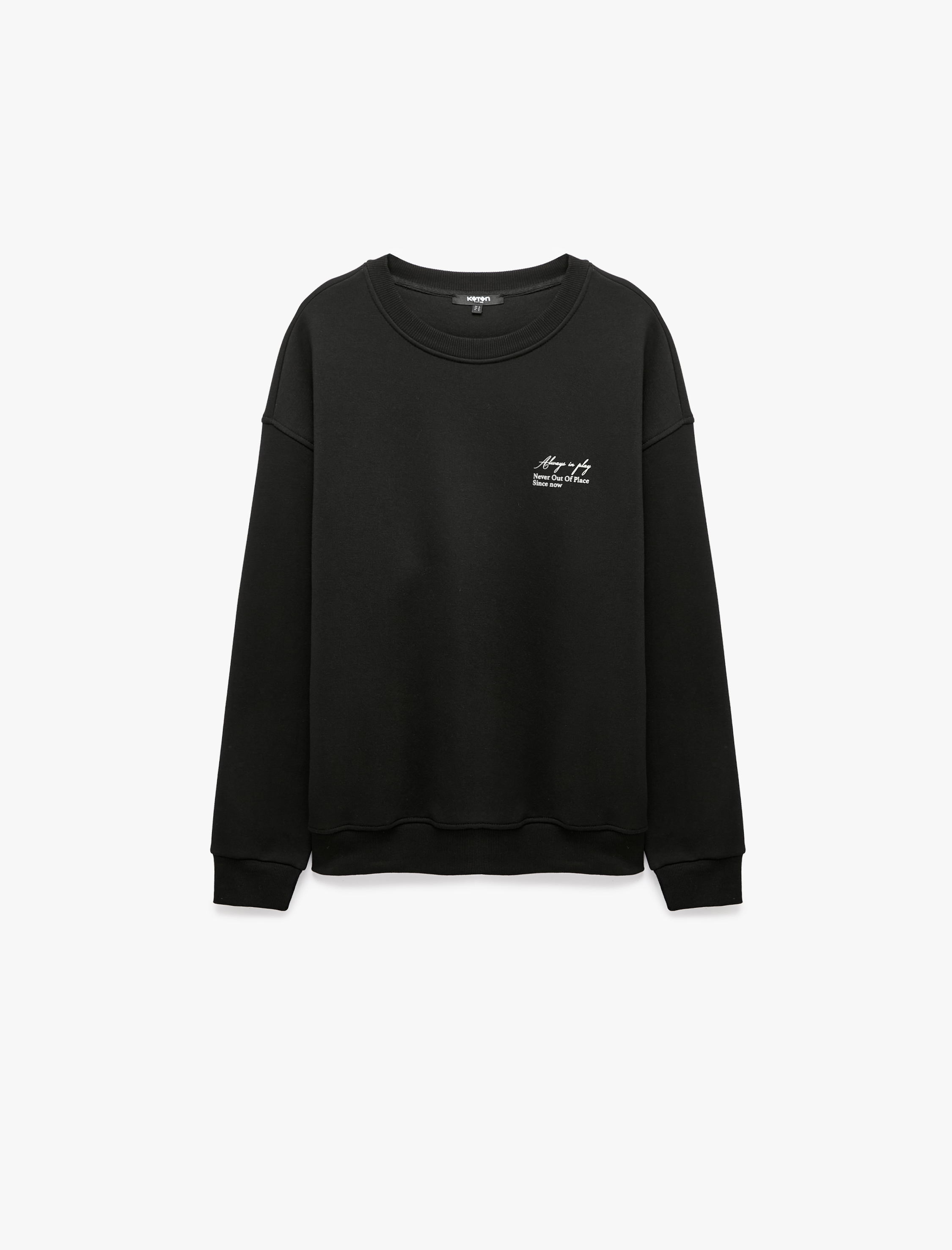   Pamuklu Şardonlu Bisiklet Yaka Uzun Kollu Baskılı Sweatshirt