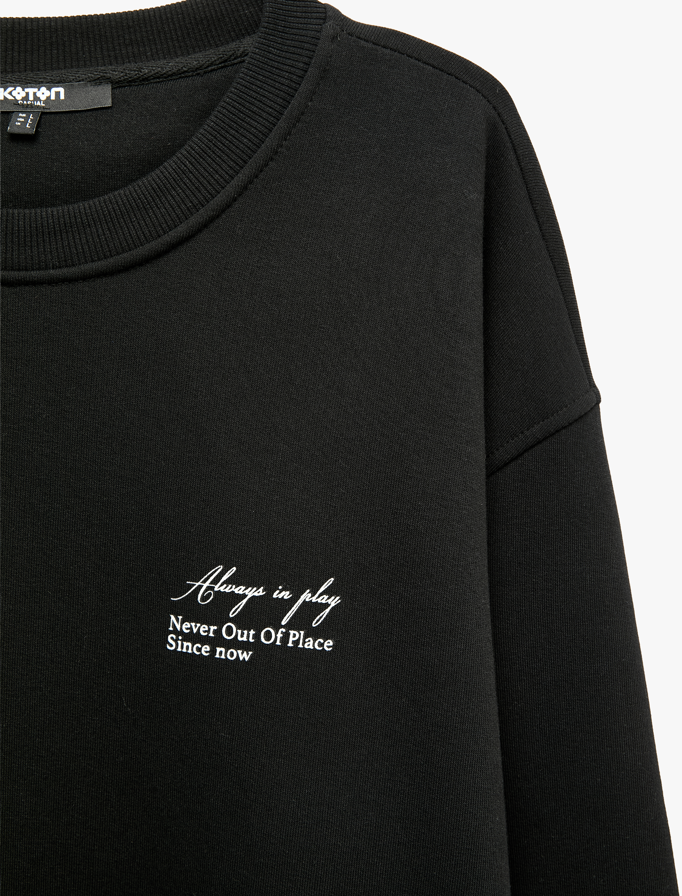   Pamuklu Şardonlu Bisiklet Yaka Uzun Kollu Baskılı Sweatshirt