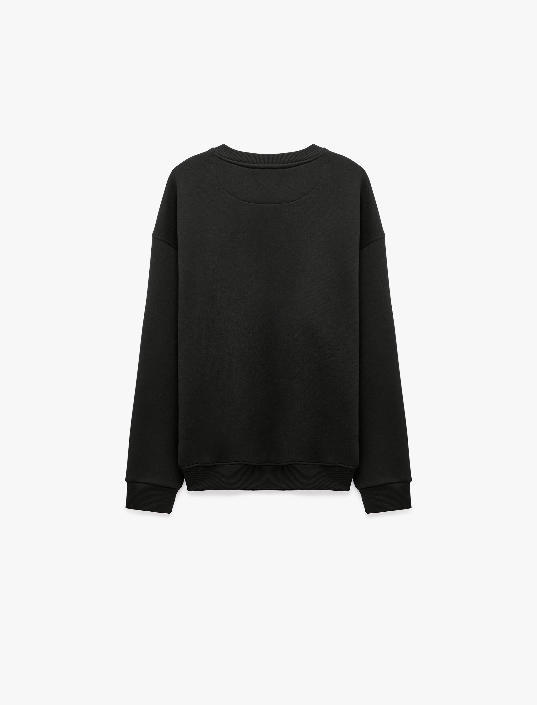   Pamuklu Şardonlu Bisiklet Yaka Uzun Kollu Baskılı Sweatshirt