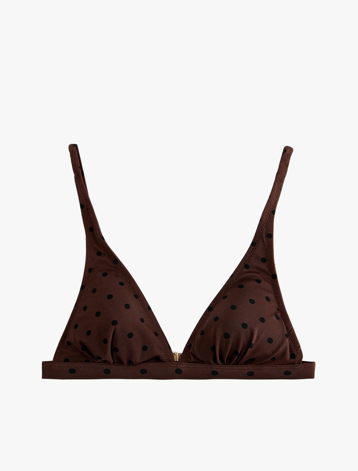 Askılı V Yaka Puantiyeli Bralet Bikini Üstü