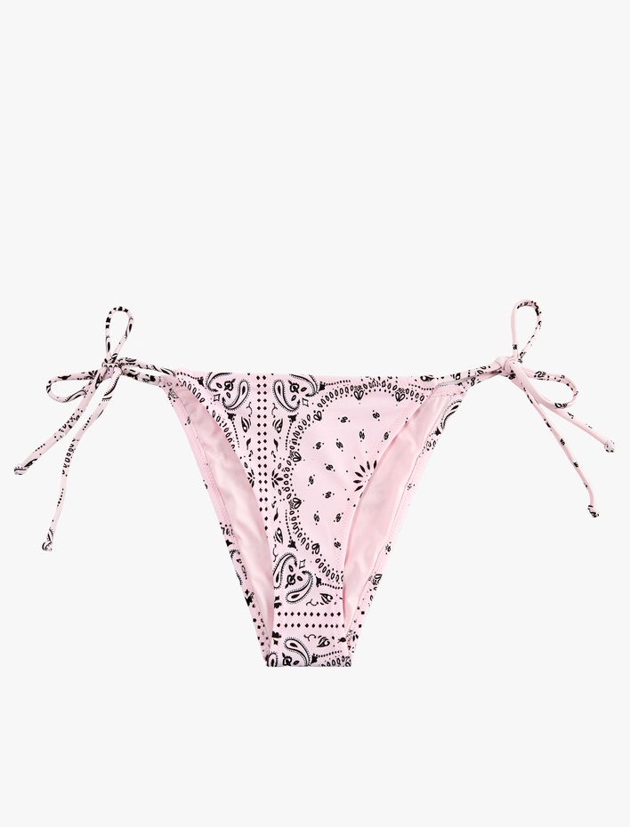  Bağlamalı İpli Şal Desenli Bikini Altı