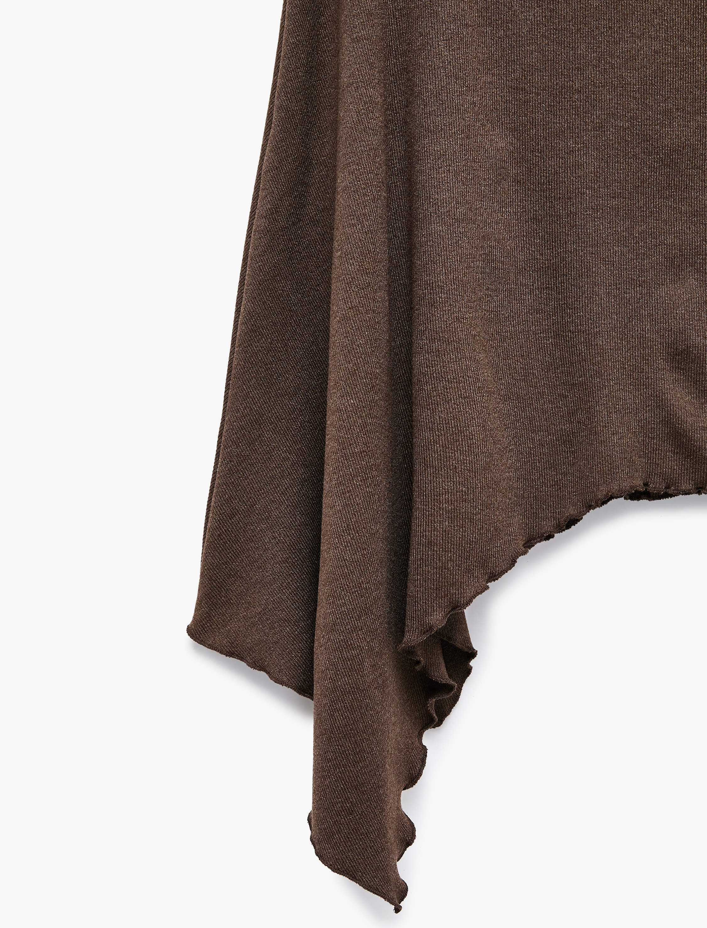   Slim Fit Dikiş Detaylı Volanlı Asimetrik Kesim Midi Etek