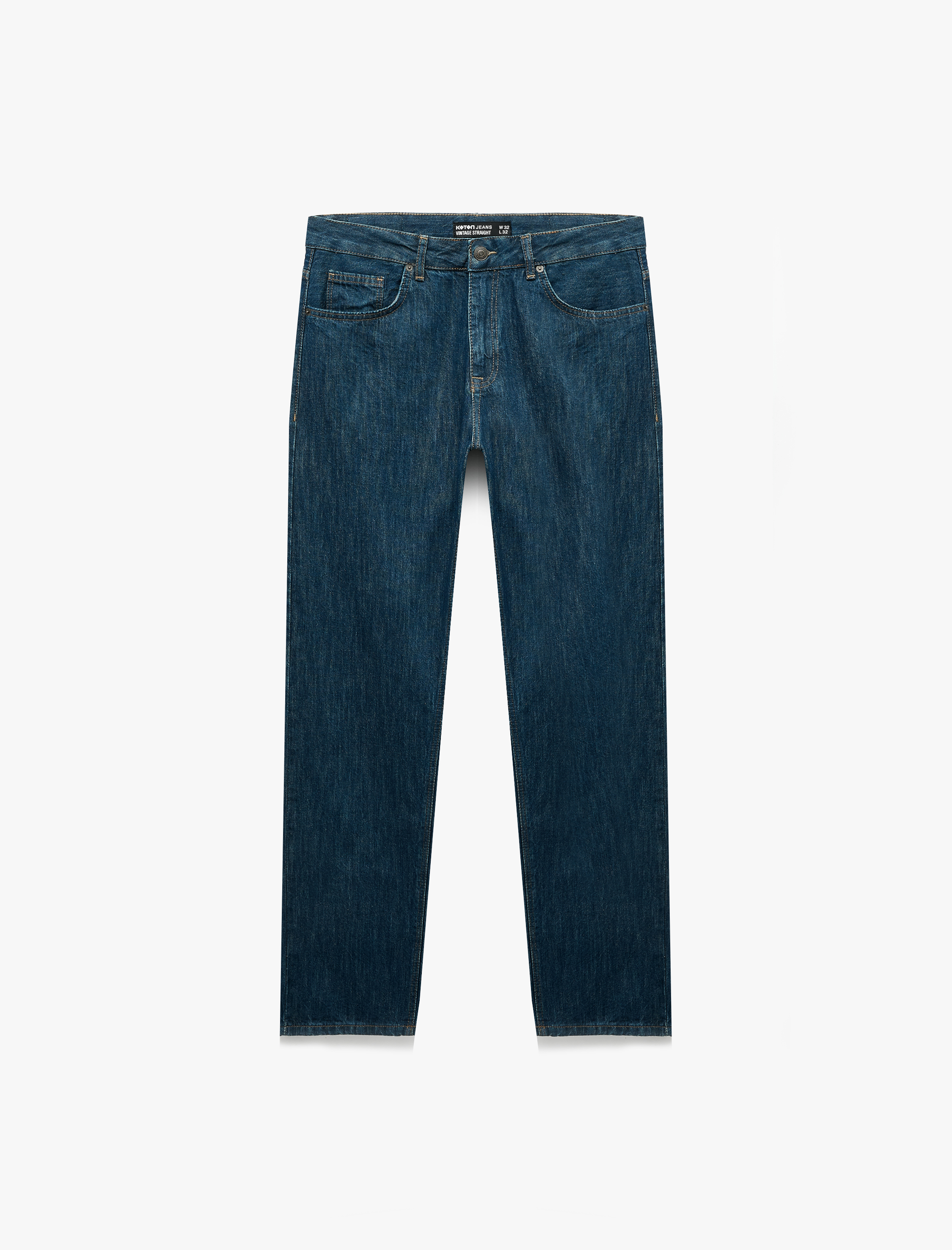  Normal Bel Cepli Pamuklu Rahat Kalıp Vintage Straight Jean Pantolon