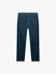 Normal Bel Cepli Pamuklu Rahat Kalıp Vintage Straight Jean Pantolon