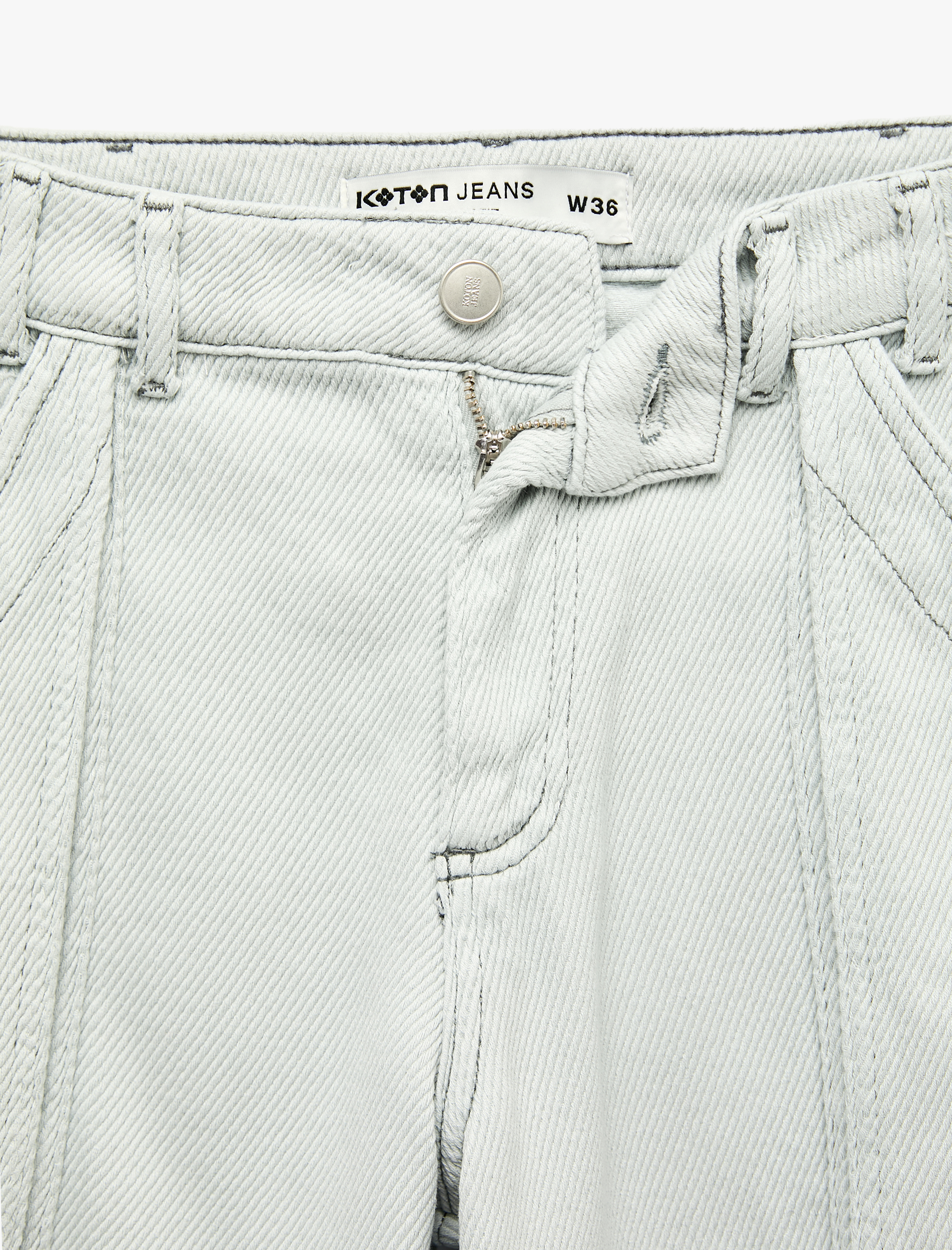   Düşük Bel Dikiş Detaylı Pamuklu Cepli Normal Paça Baggy Pantolon - Baggy Jeans