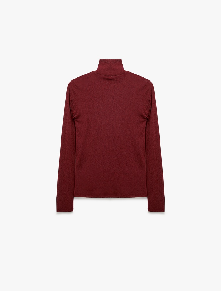  Slim Fit Dik Yaka Uzun Kollu Tişört