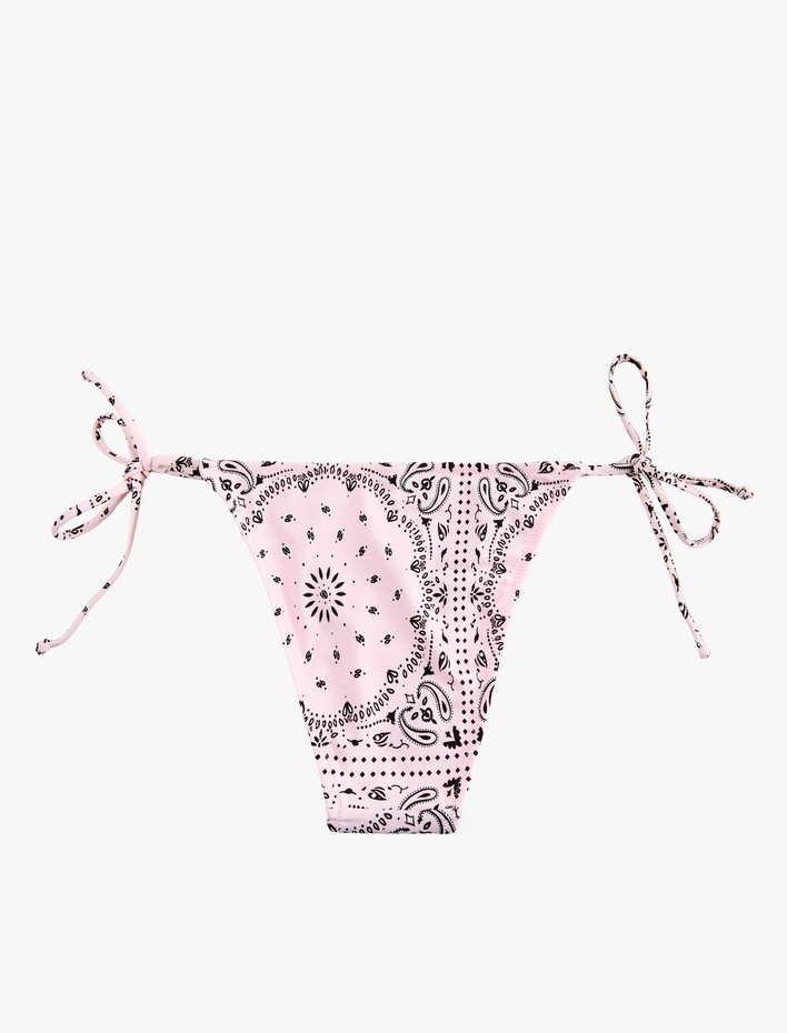  Bağlamalı İpli Şal Desenli Bikini Altı