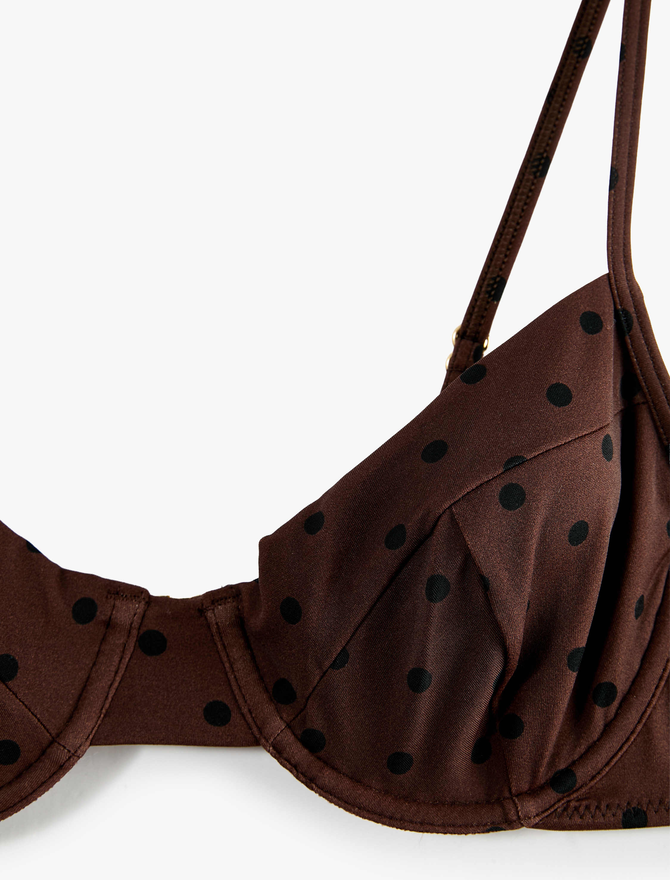   İnce Askılı Balenli Puantiyeli Bikini Üstü